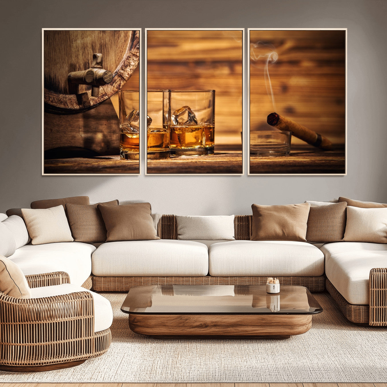 -Rustic Whiskey and Barrel Canvas Print