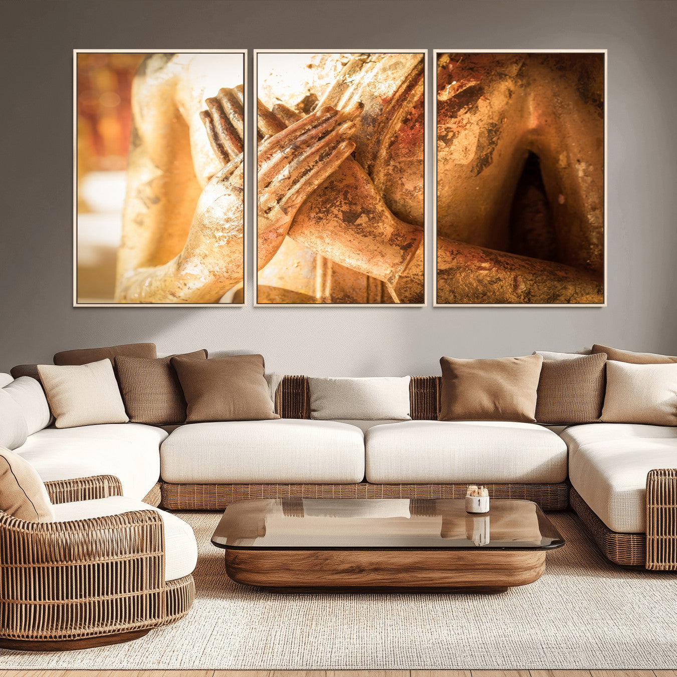 -Buddha Statue Hands Wall Art Canvas Print