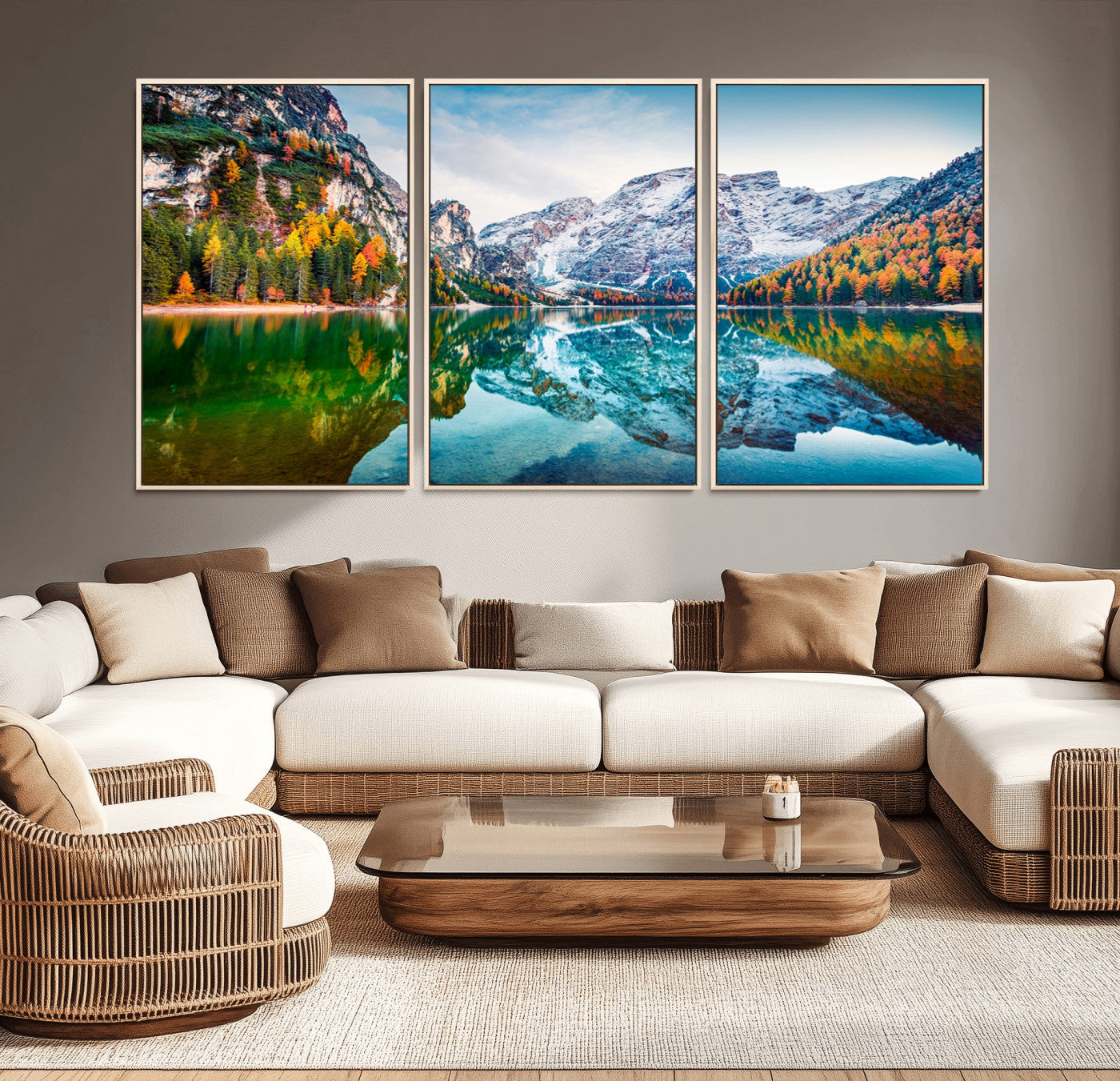 -Spectacular autumn view of Braies Lake Wall Art Canvas Print