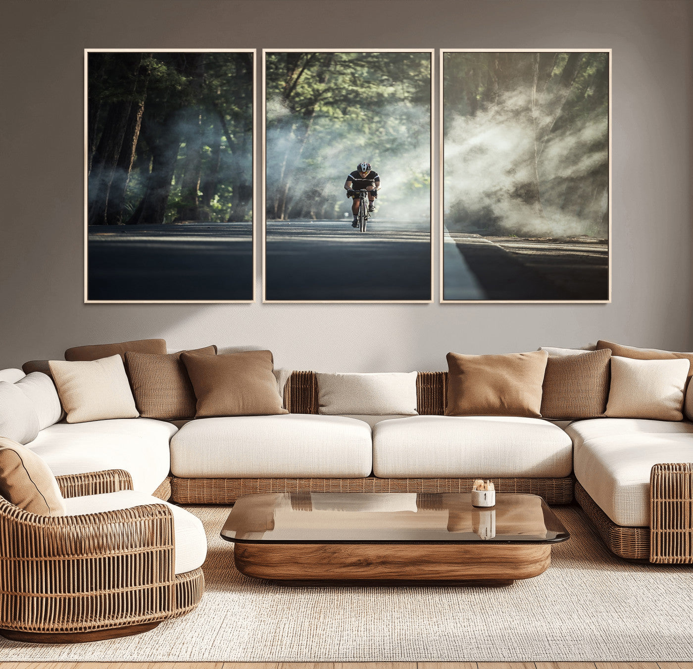 60298-MGV-CV-36X24-Cycling Road Bike in the Morning, Cycling Road Bike Canvas Print