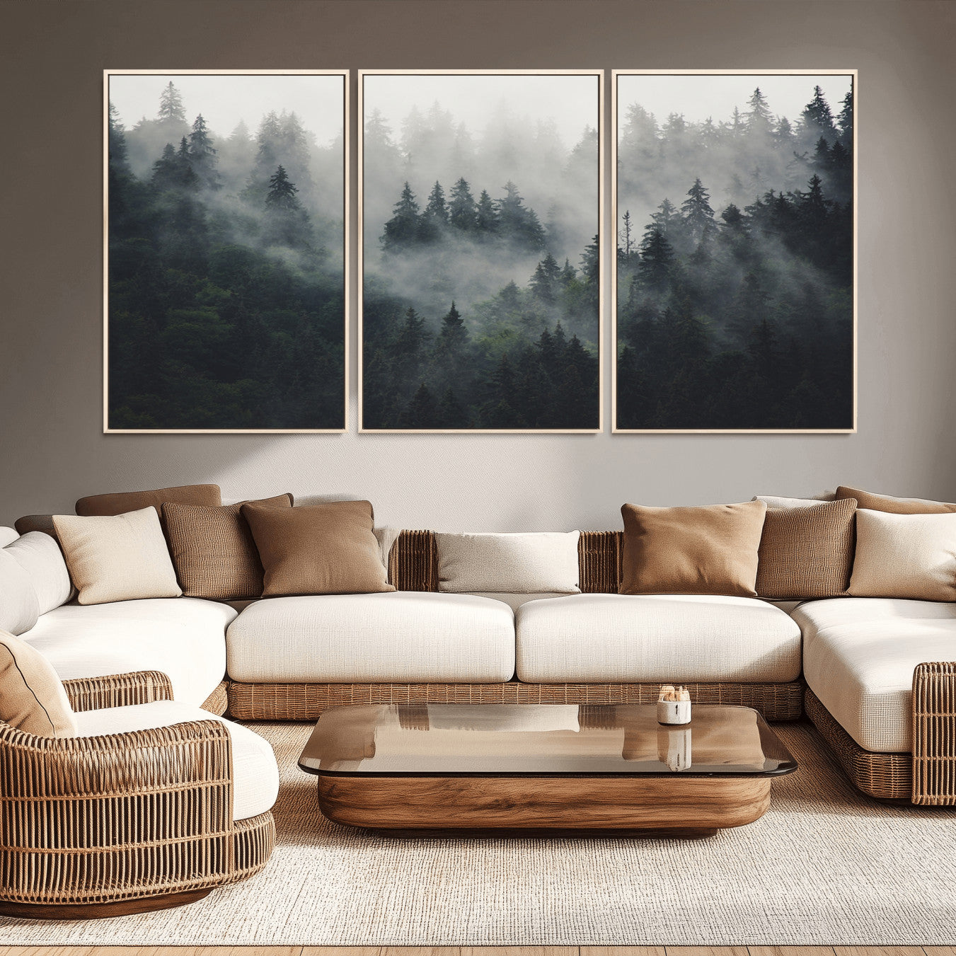 74938-MGV-CV-36X24-Nature Wall Decor - Serene Triptych Nature Print – Woodland Landscape Decor for Living Room or