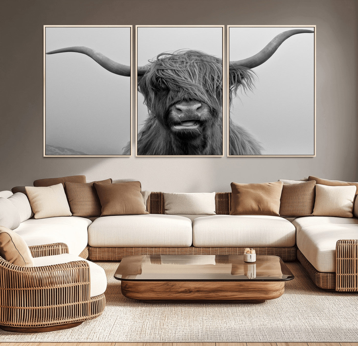 50834-MGV-CV-36X24-Texas Cow Wall Art Canvas, Texas Longhorn Cattle Canvas Print