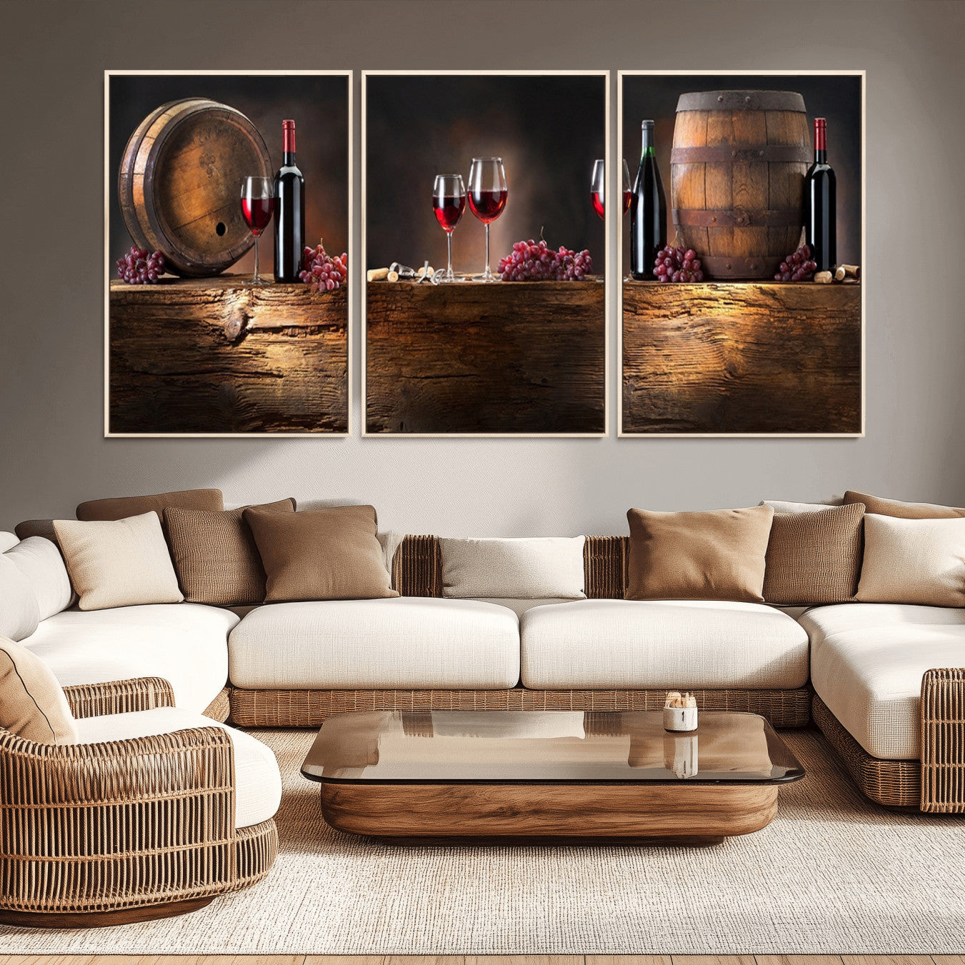-Wine and Barrels Wall Art Canvas Print