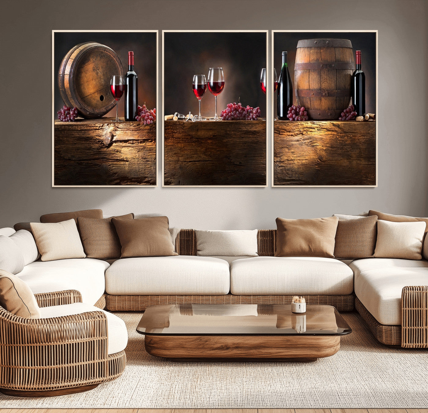 -Wine and Barrels Wall Art Canvas Print