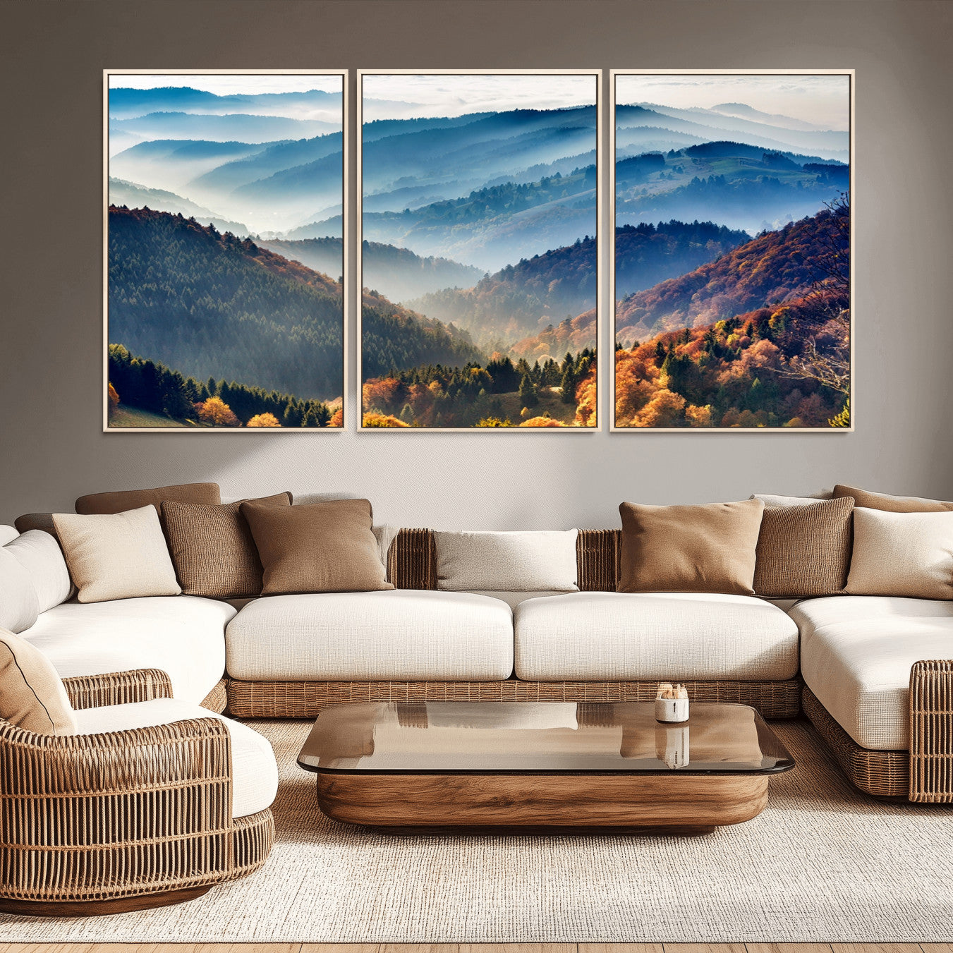 -Mountains Forest Autumn Wall Art Canvas Print