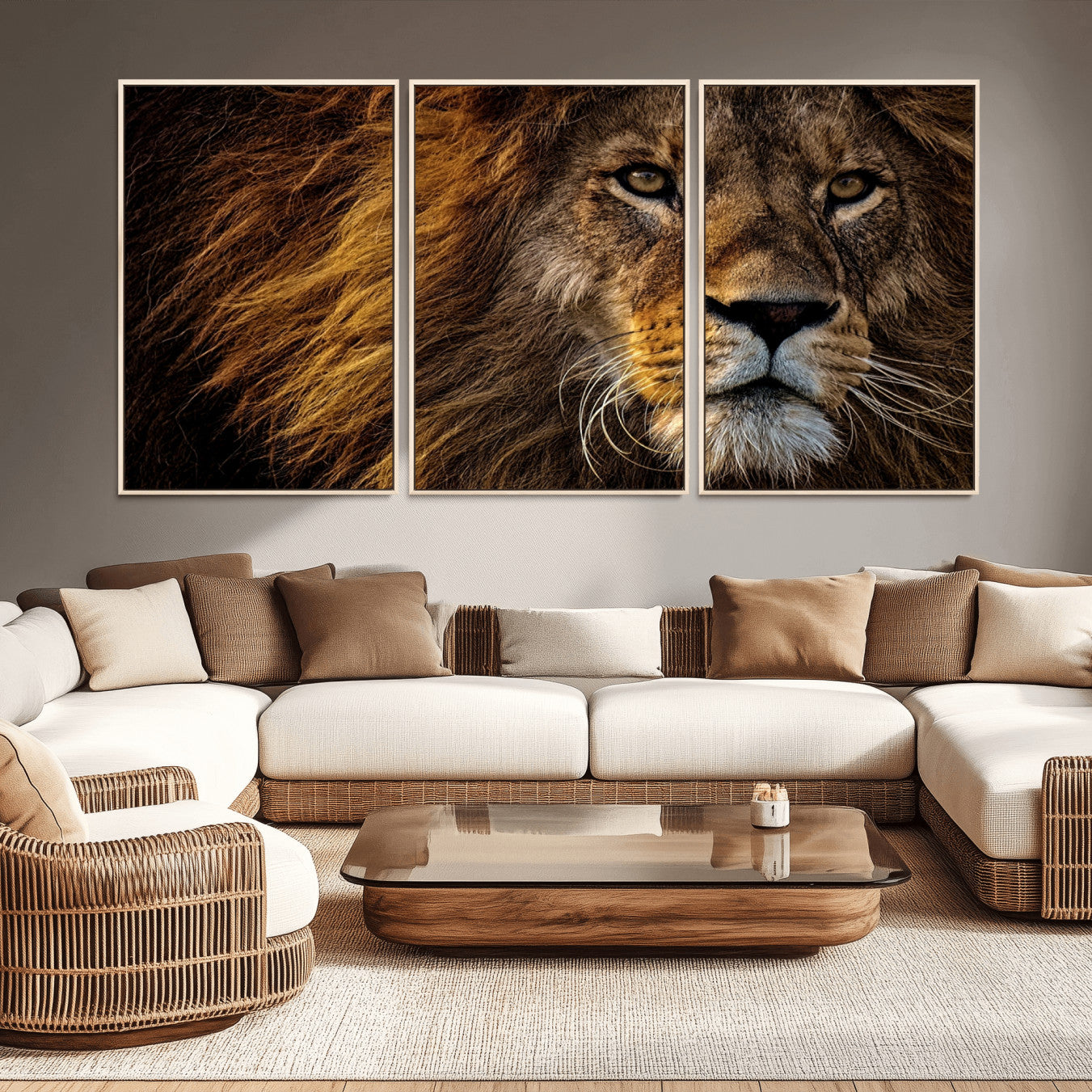 -Mighty Lion Wall Art Canvas Print – Majestic Animal Portrait Artwork for Home, Office, Living Room, Guest Room