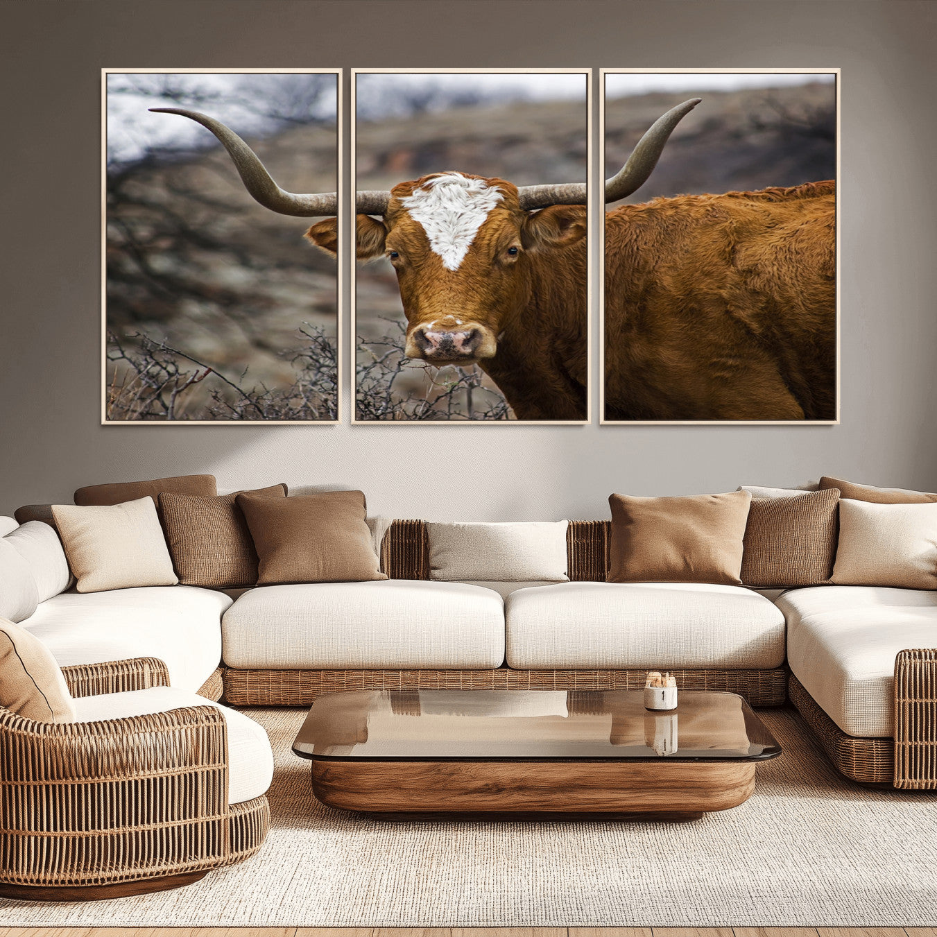 -Framed Big Cow Animal Wall Art Canvas Print