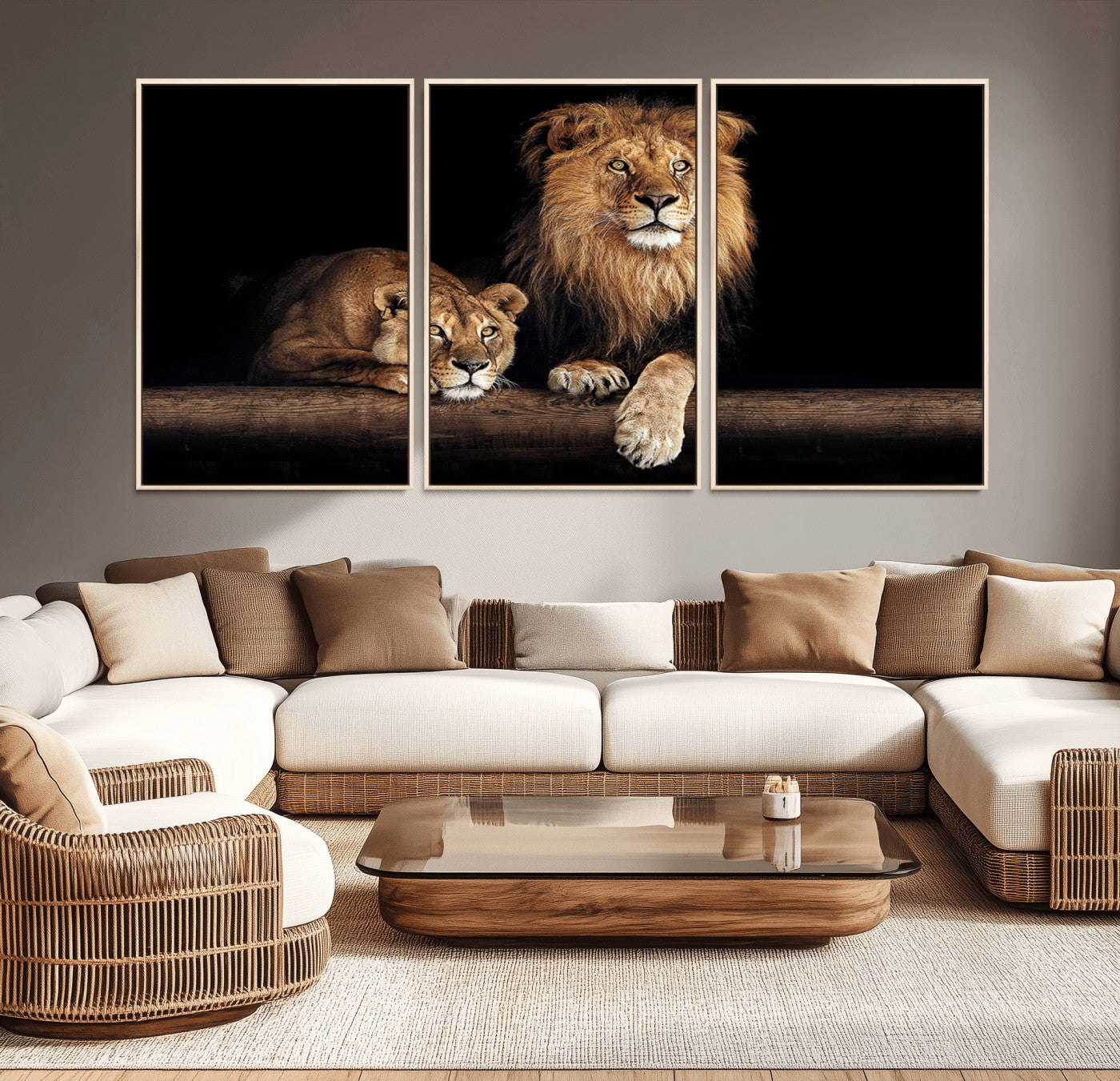 51304-MGV-CV-36X24-Lion Canvas Wall Art – Majestic Animal Print Artwork for Home, Office, Living Room, Guest Room, Farmhouse