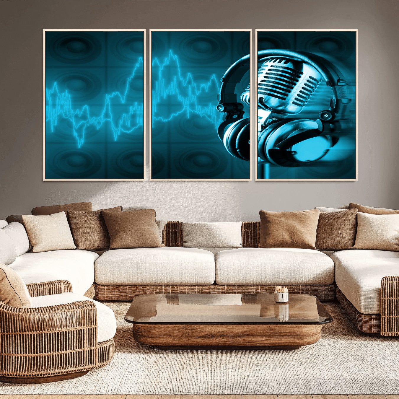 -Music and Microphone Wall Art Canvas Print