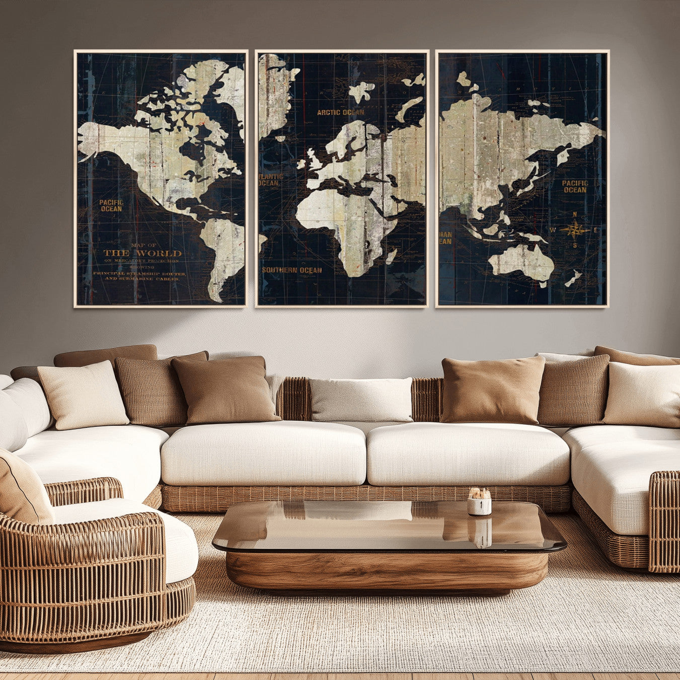 14651-MGV-CV-36X24-Push Pin World Map Canvas Print – Travel Tracker Wall Art for Couples, Perfect Anniversary Gift for Home or Office Decor