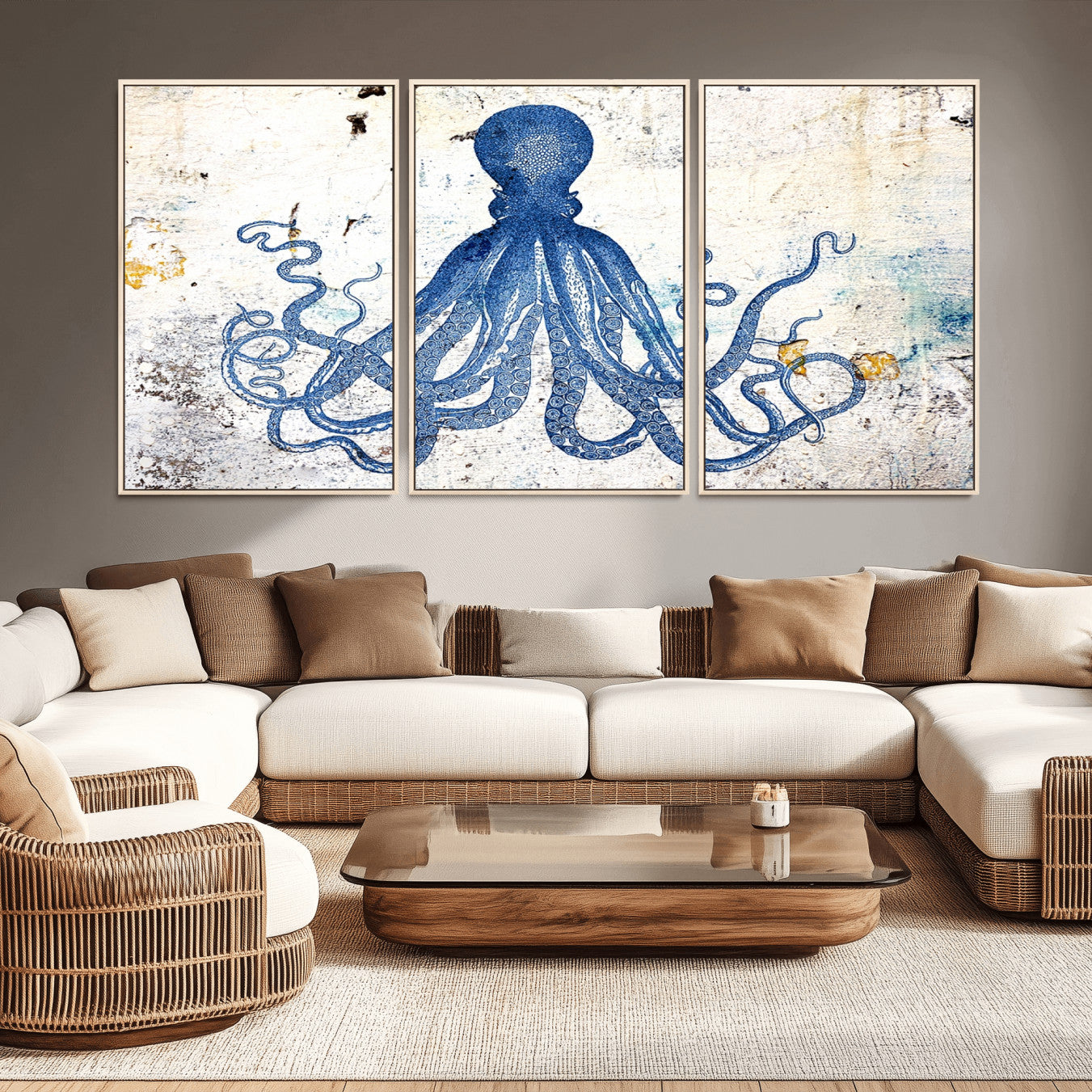 38211-MGV-CV-36X24-Octopus Canvas Wall Art | Coastal Marine Life Artwork for Living Room, Bedroom, or Office |