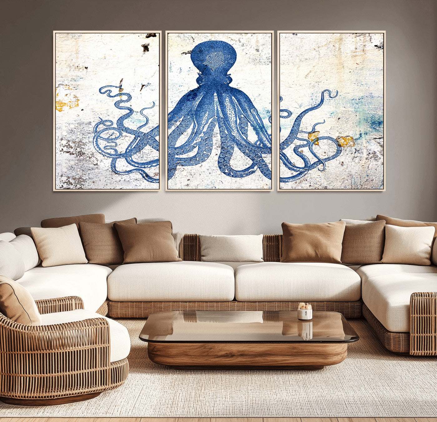 38211-MGV-CV-36X24-Octopus Canvas Wall Art | Coastal Marine Life Artwork for Living Room, Bedroom, or Office |