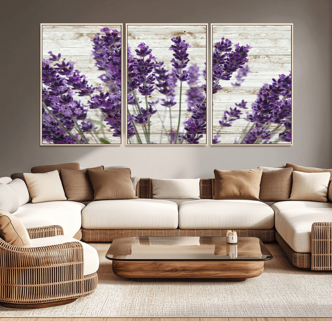 -Lavender Canvas Wall Art Flower Print