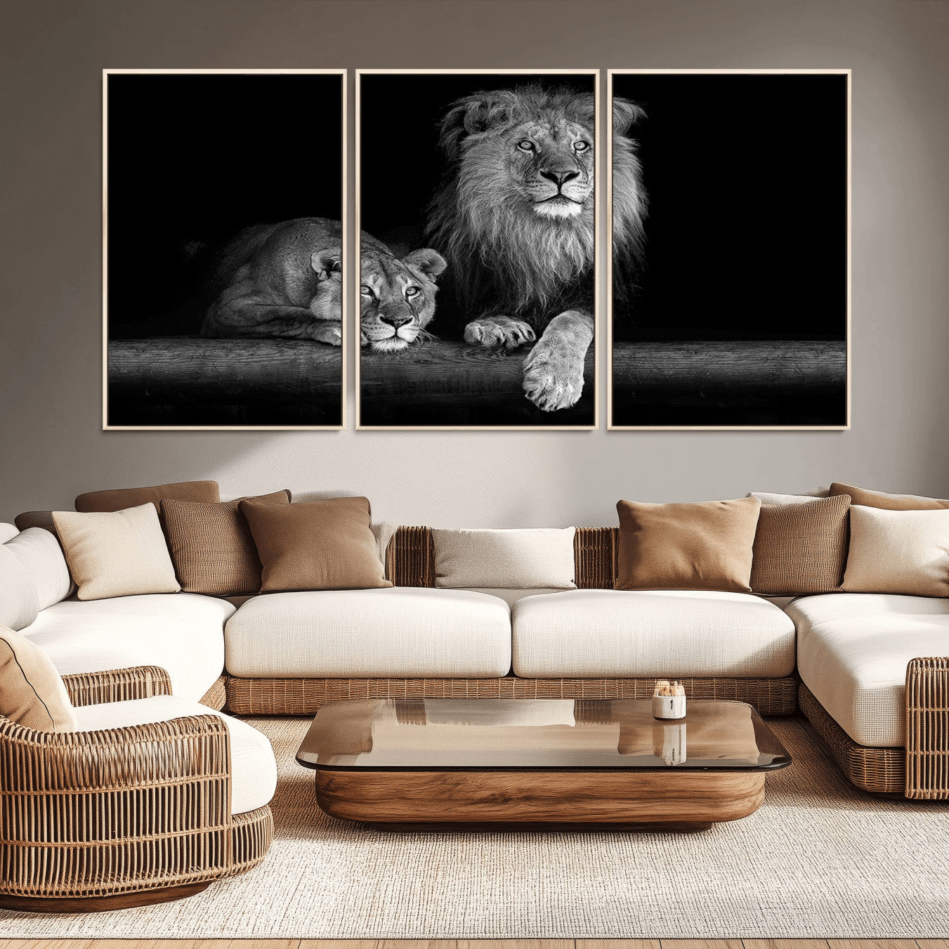 -Lion Family Wall Art Canvas Print