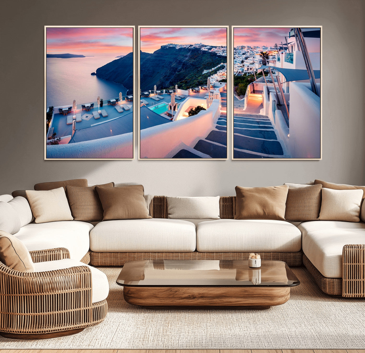 -Santorini Island Wall Art Canvas Print