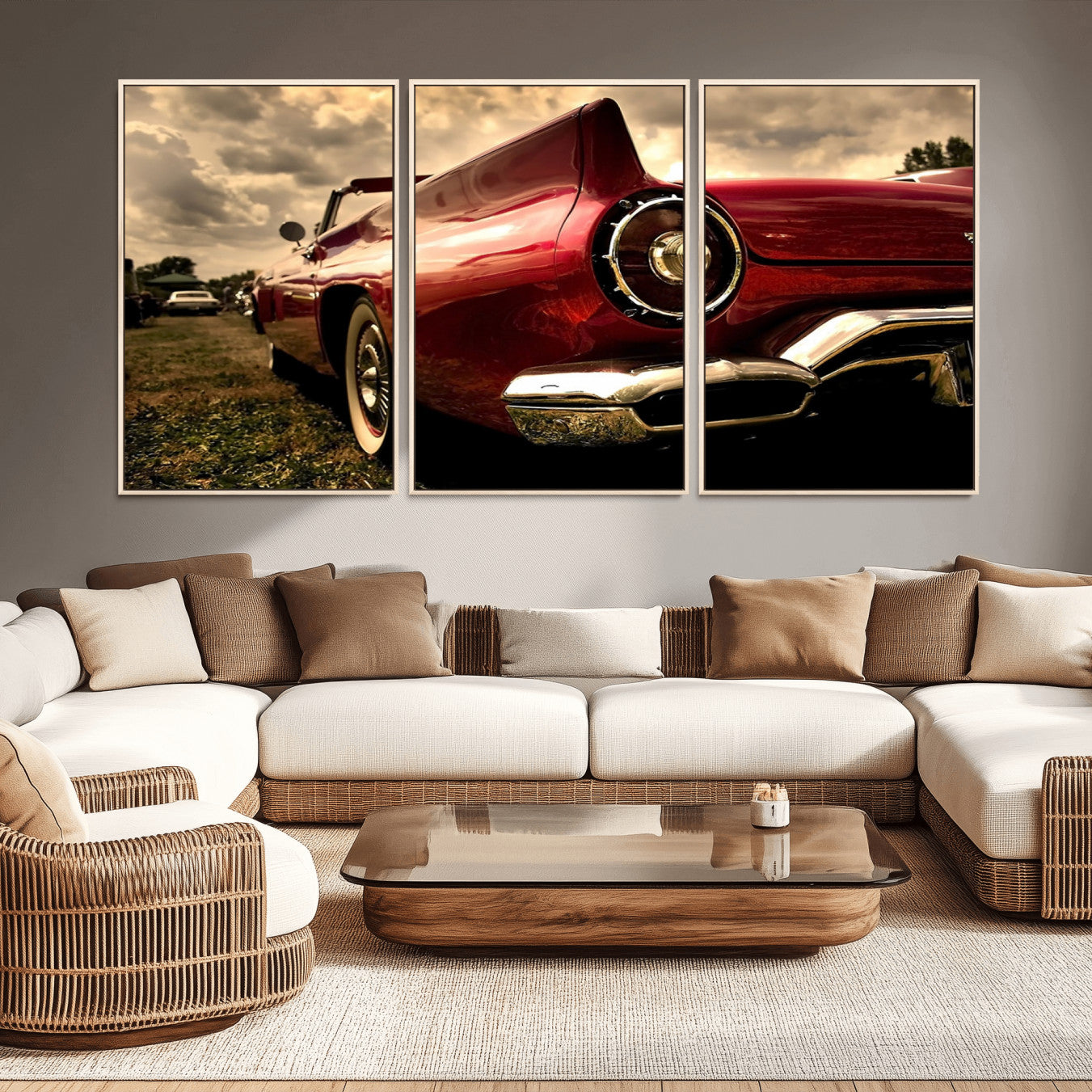-Red Classic Car Wall Art Canvas Print