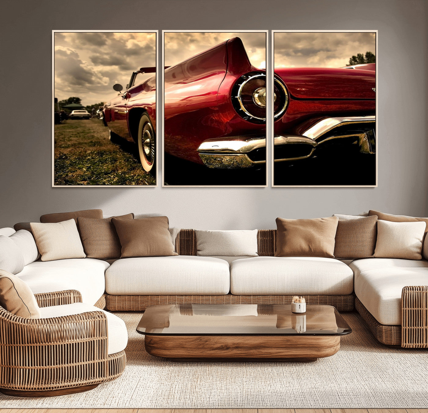 60259-MGV-CV-36X24-Red Classic Car Wall Art Canvas Print