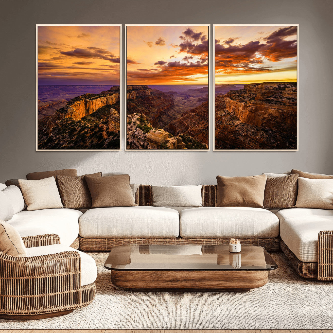 -Mesmerizing Sunset from Grand Canyon Nal Park Wall Art, Grand Canyon Canvas Print