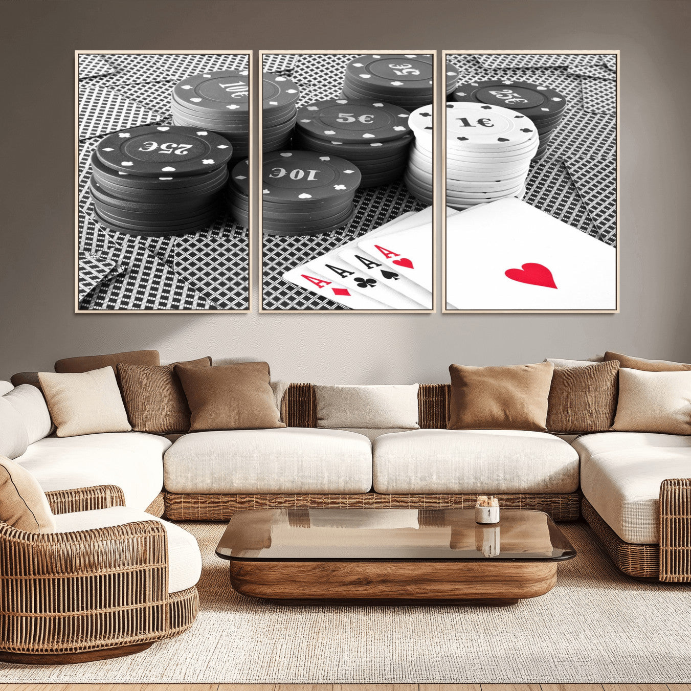 -Poker Game Cards Wall Art Canvas, Multi Panel Wall Art Canvas Print