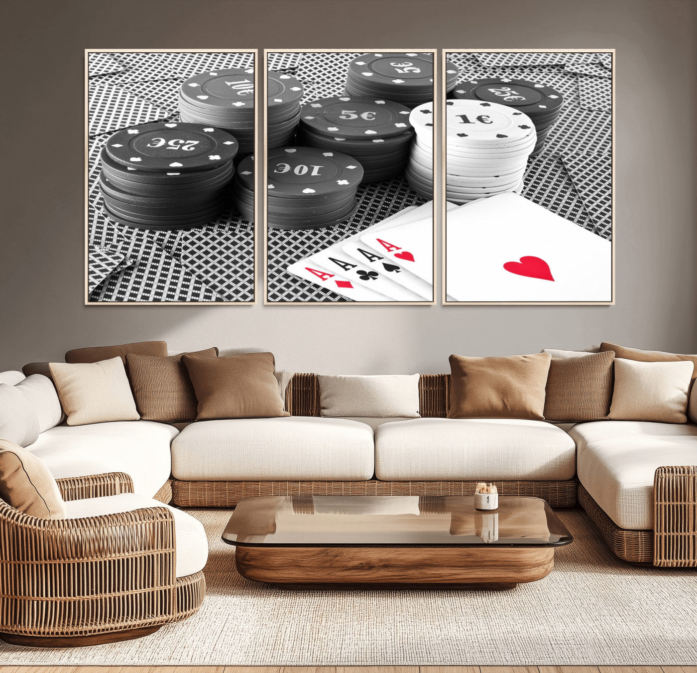 47531-MGV-CV-36X24-Poker Game Cards Wall Art Canvas, Multi Panel Wall Art Canvas Print