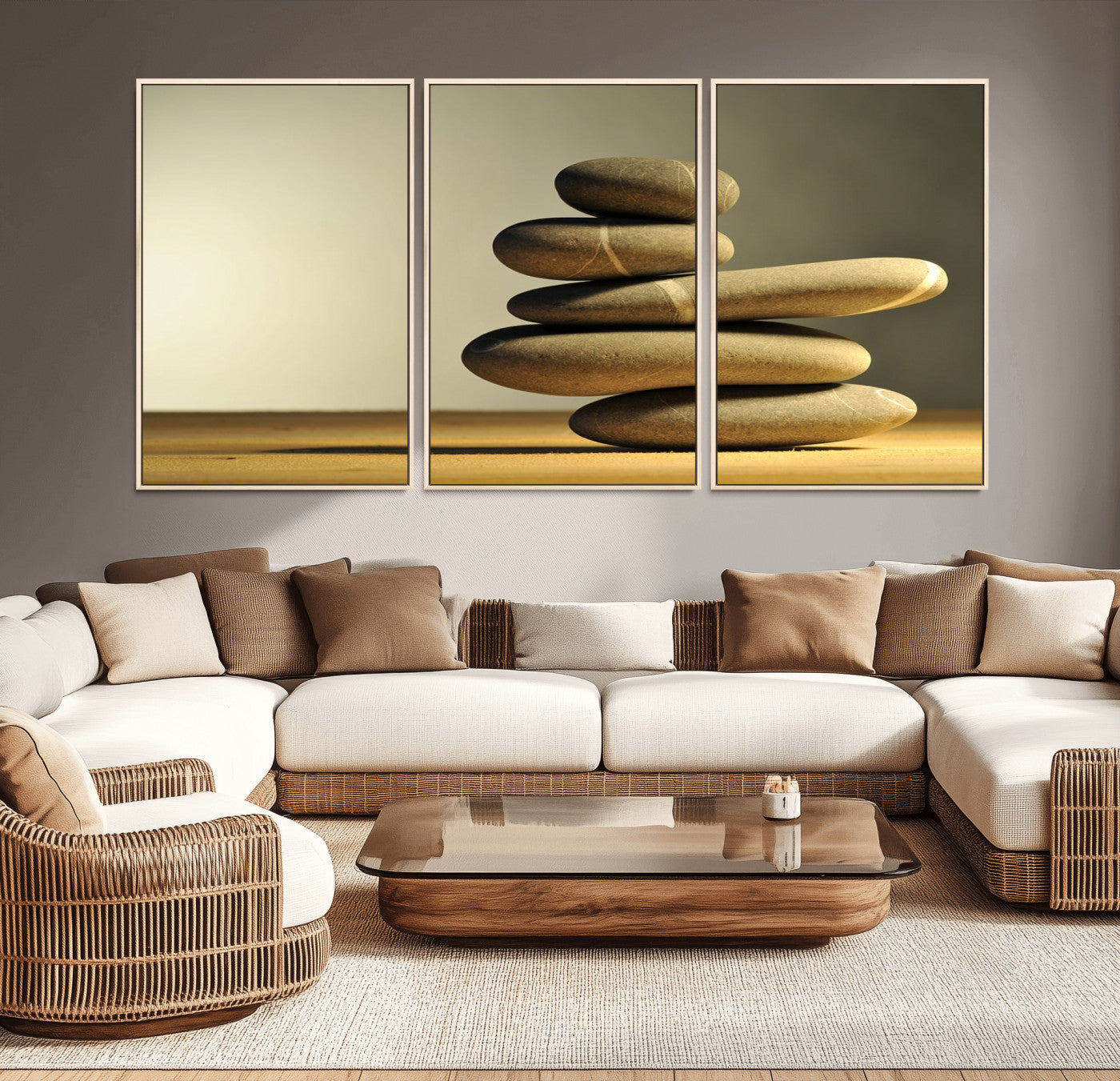 90045-MGV-CV-36X24-Fluvial Zen Stones Canvas Wall Art Print