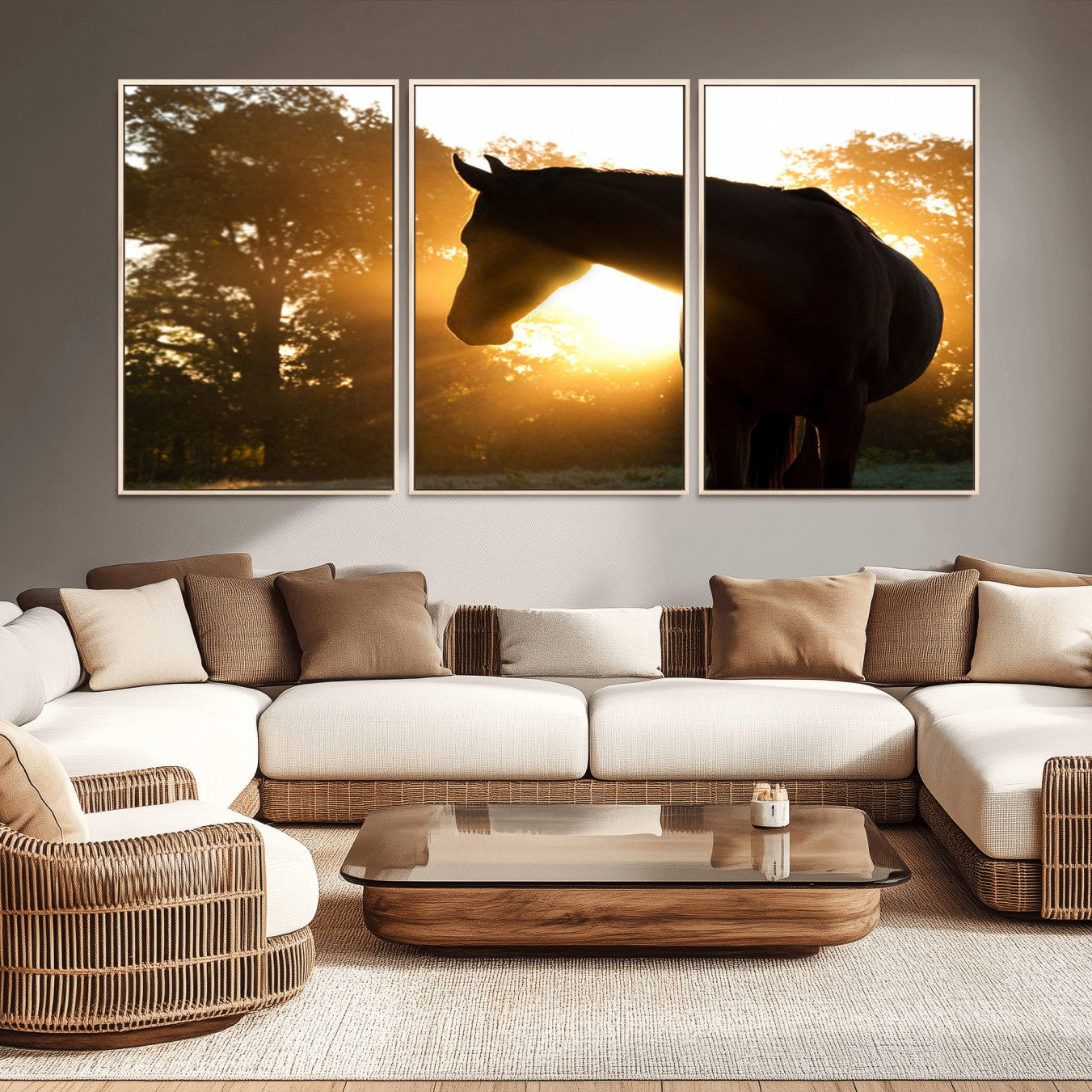 -Horse at Sunset Wall Art Animal Canvas Print