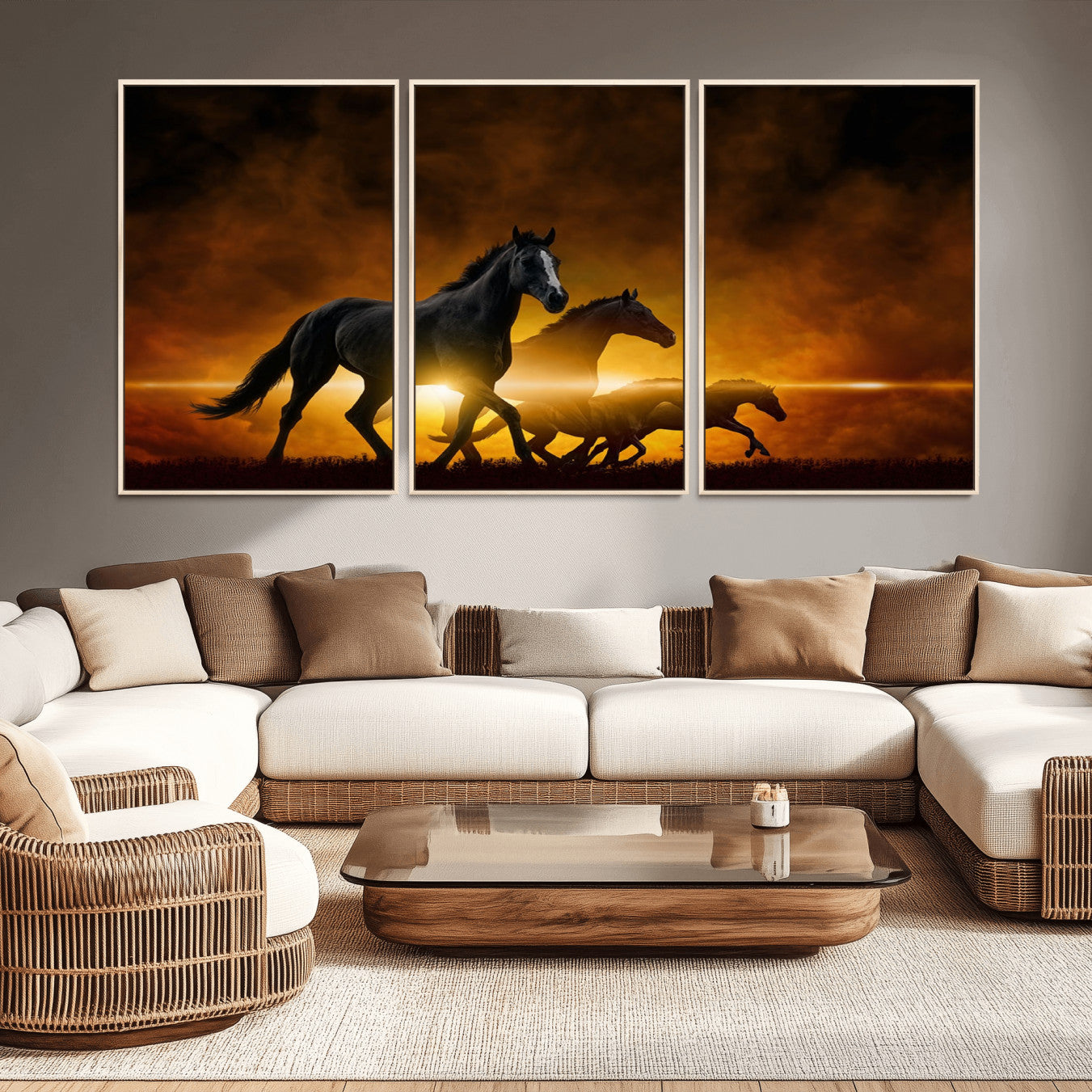 -Horse Wall Art Canvas Print, Multi Panel Animal Canvas Print