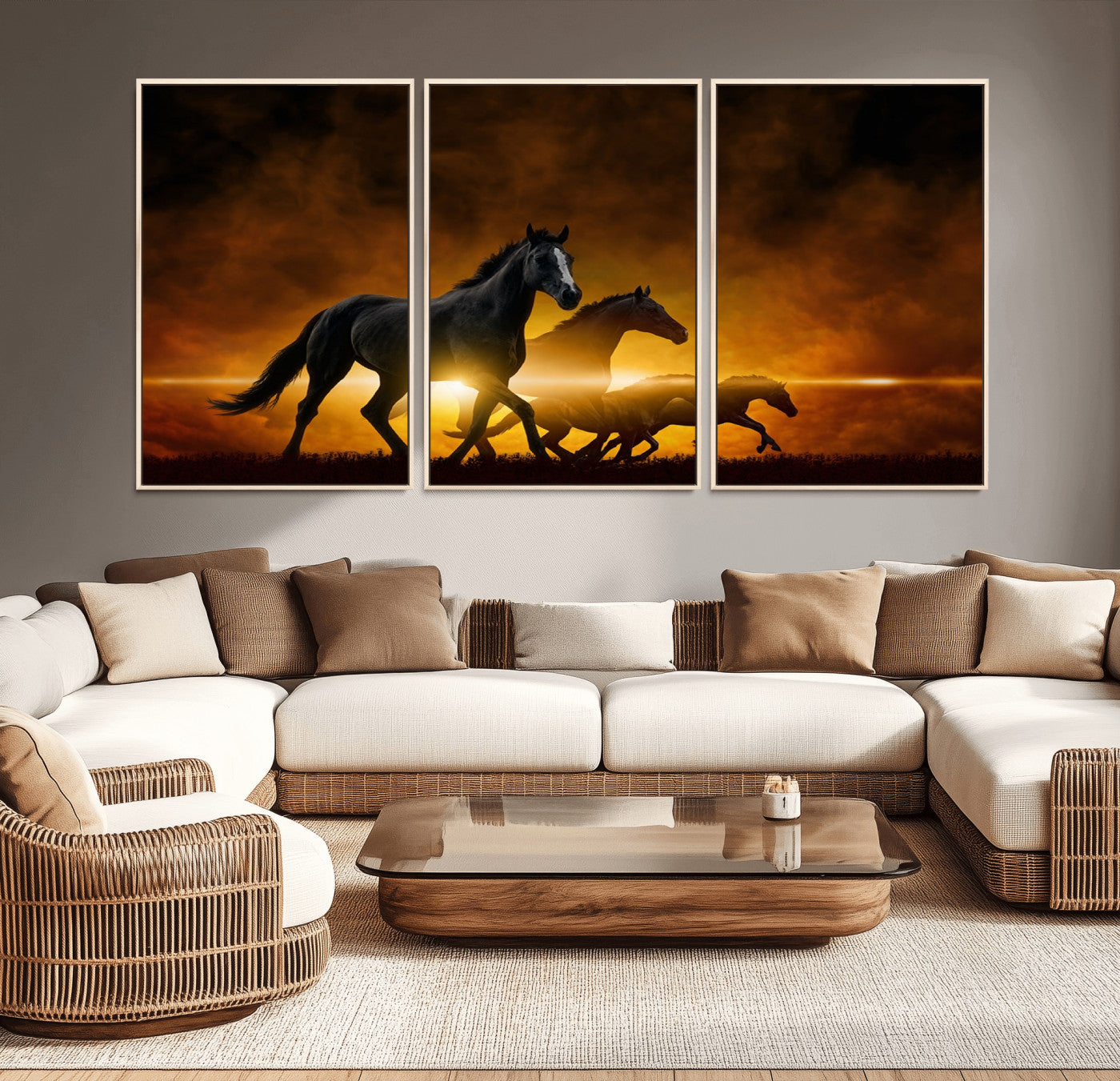 56665-MGV-CV-36X24-Horse Wall Art Canvas Print, Multi Panel Animal Canvas Print