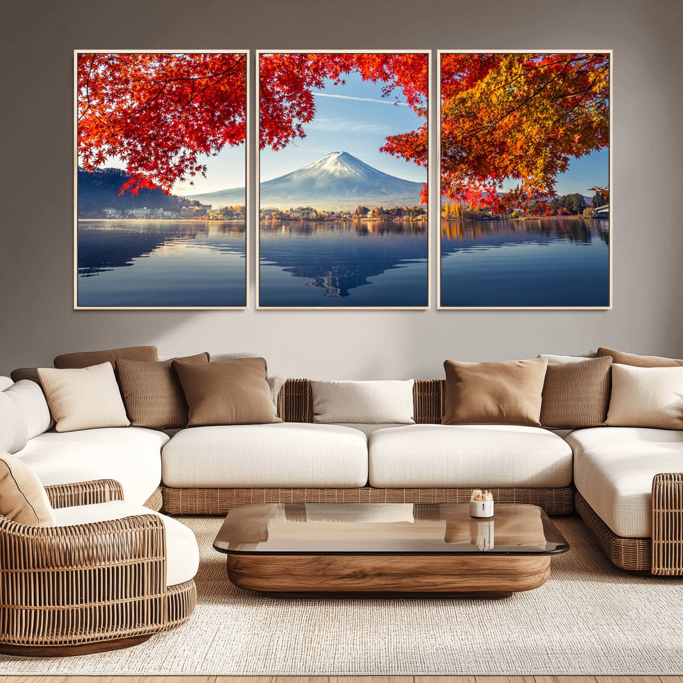 -Mount Fuji Canvas Wall Art Japan Autumn Mountain Canvas Print Wall Art