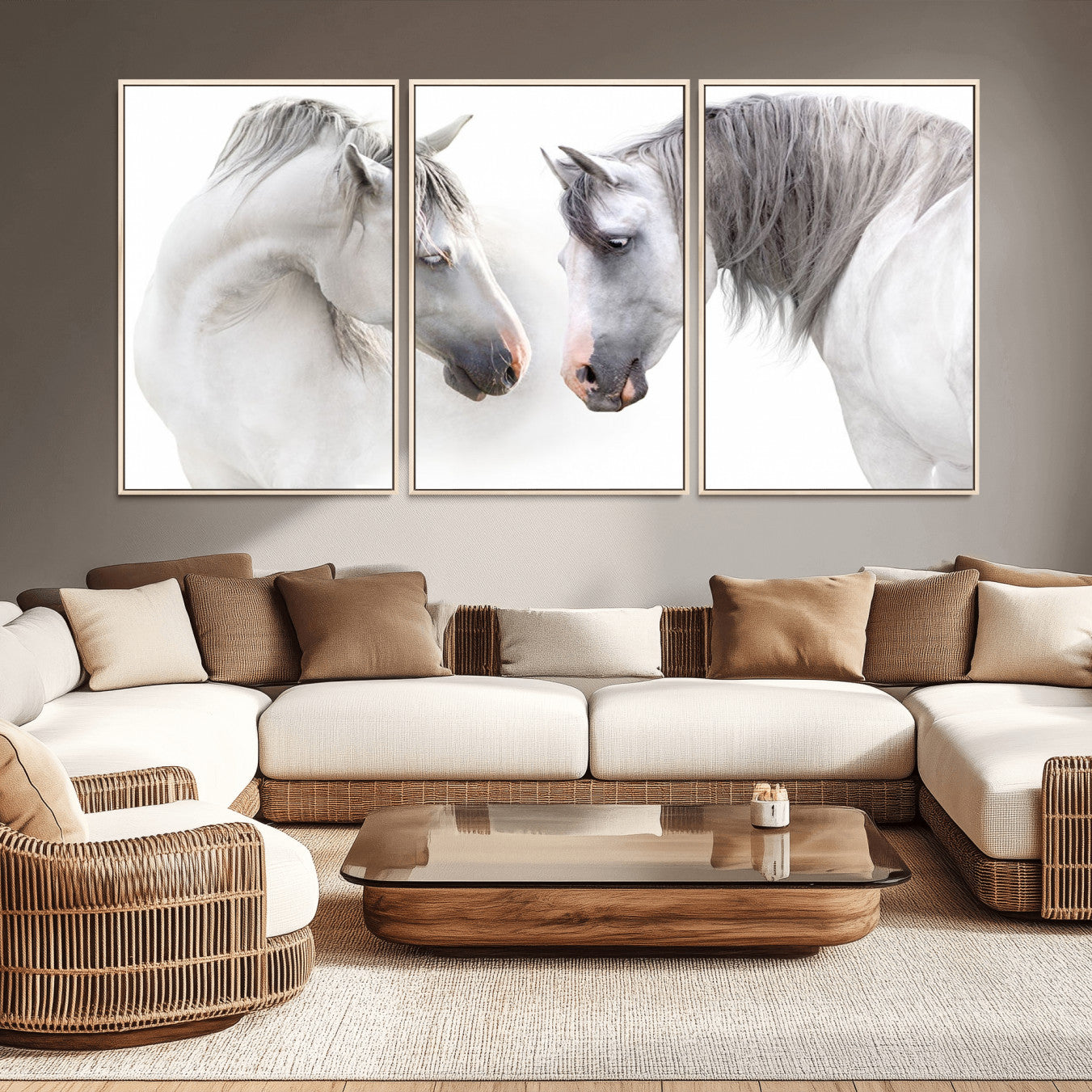 -White Horse Wall Art Animal Canvas Print