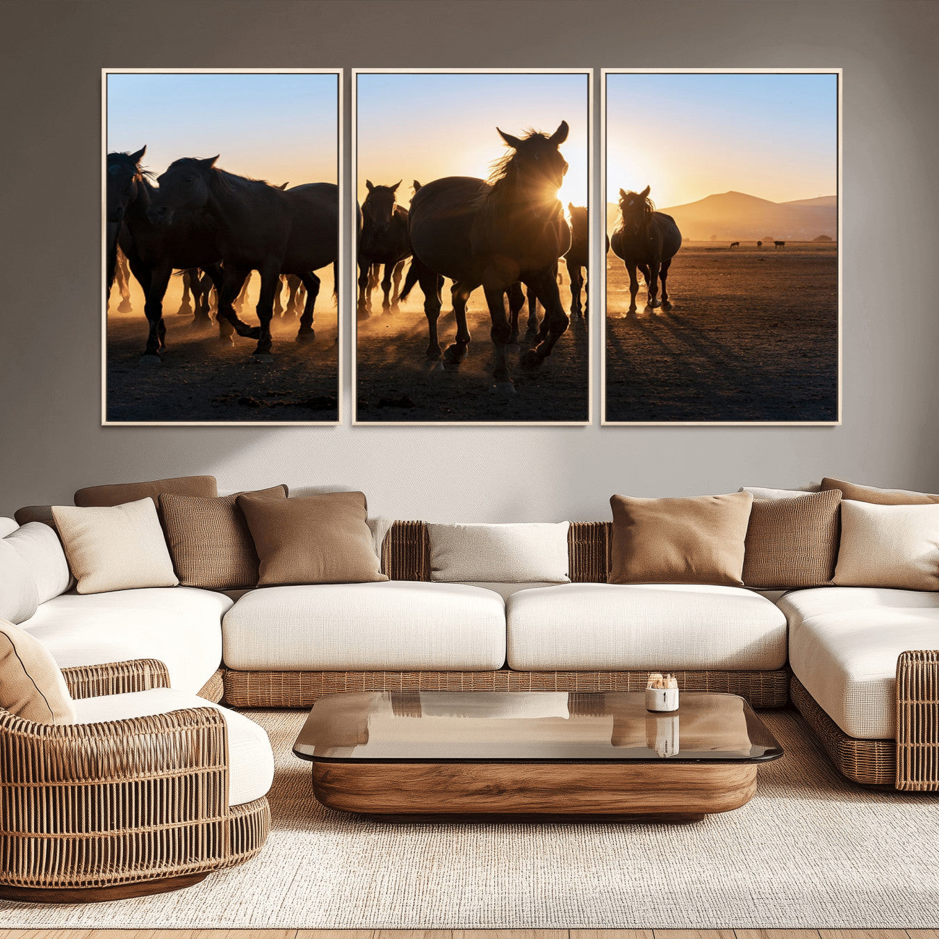 -Horse Herd Wall Art Animal Canvas Print