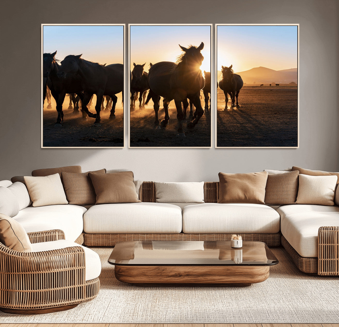 -Horse Herd Wall Art Animal Canvas Print