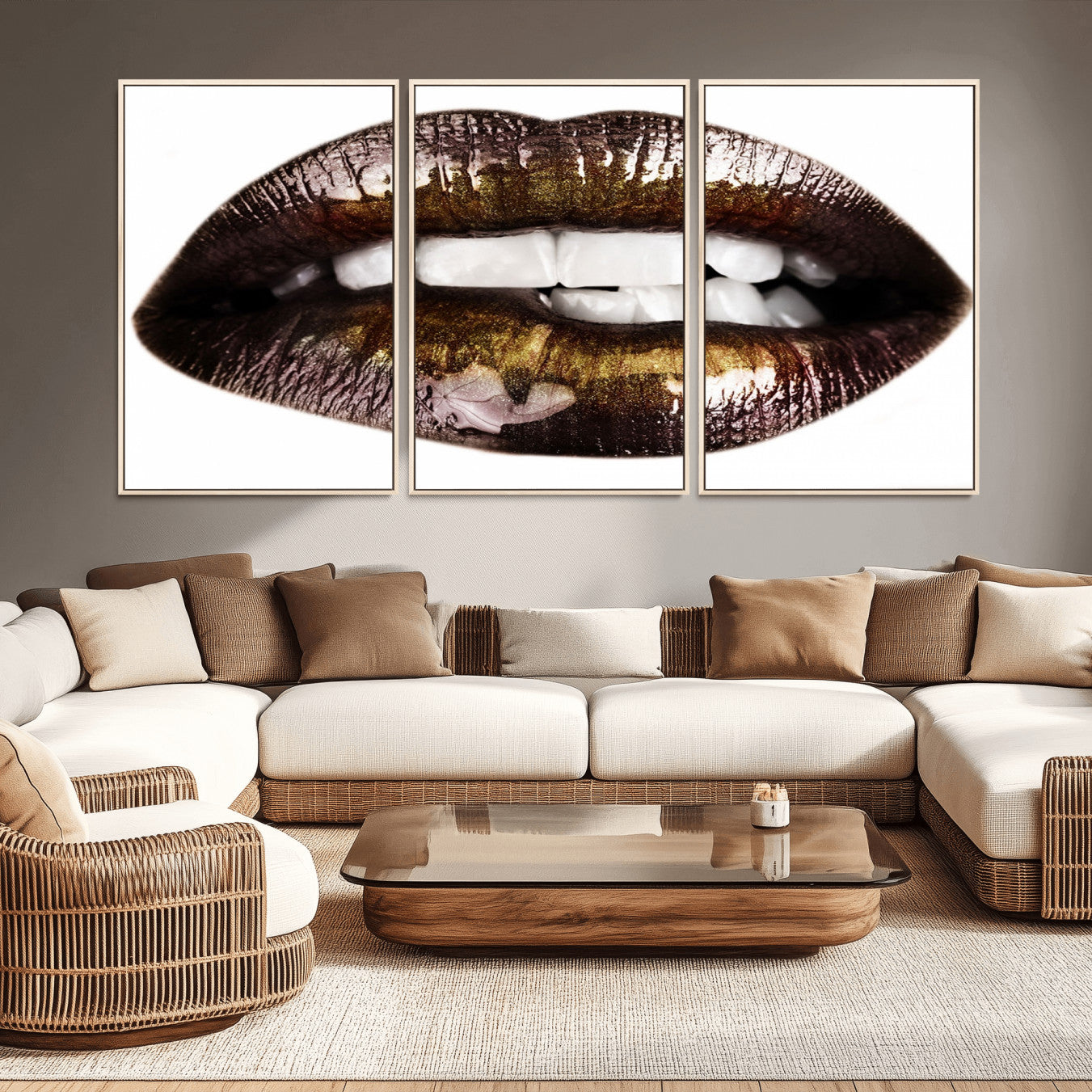 -Close Up Lips Wall Art Canvas Print