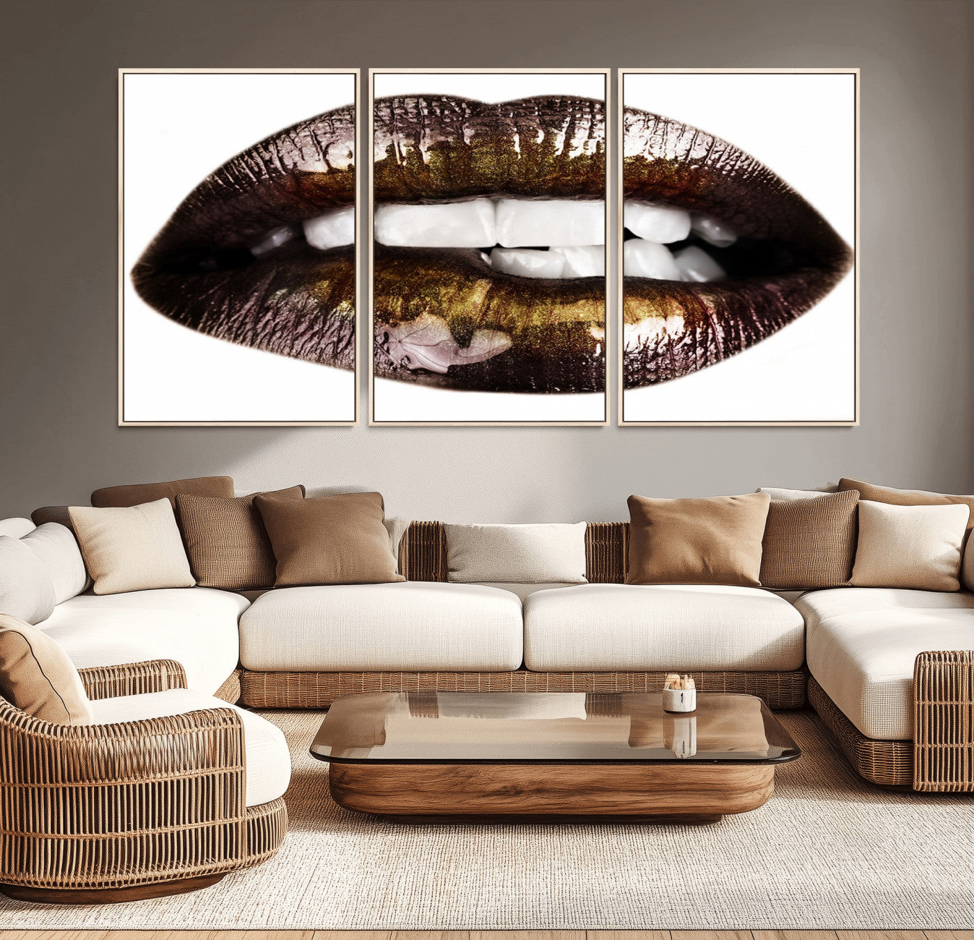 -Close Up Lips Wall Art Canvas Print