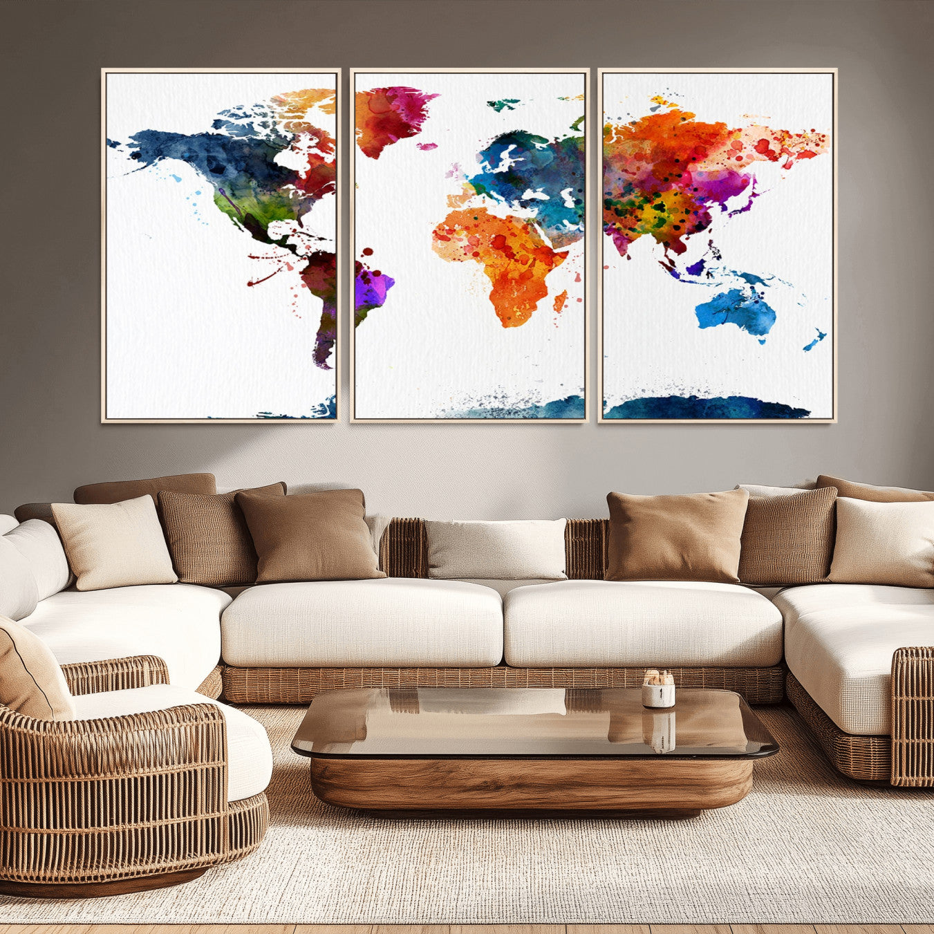 -Push Pin World Map Canvas Print – Travel Tracker Wall Art for Couples, Perfect Anniversary Gift for Home or Office Decor