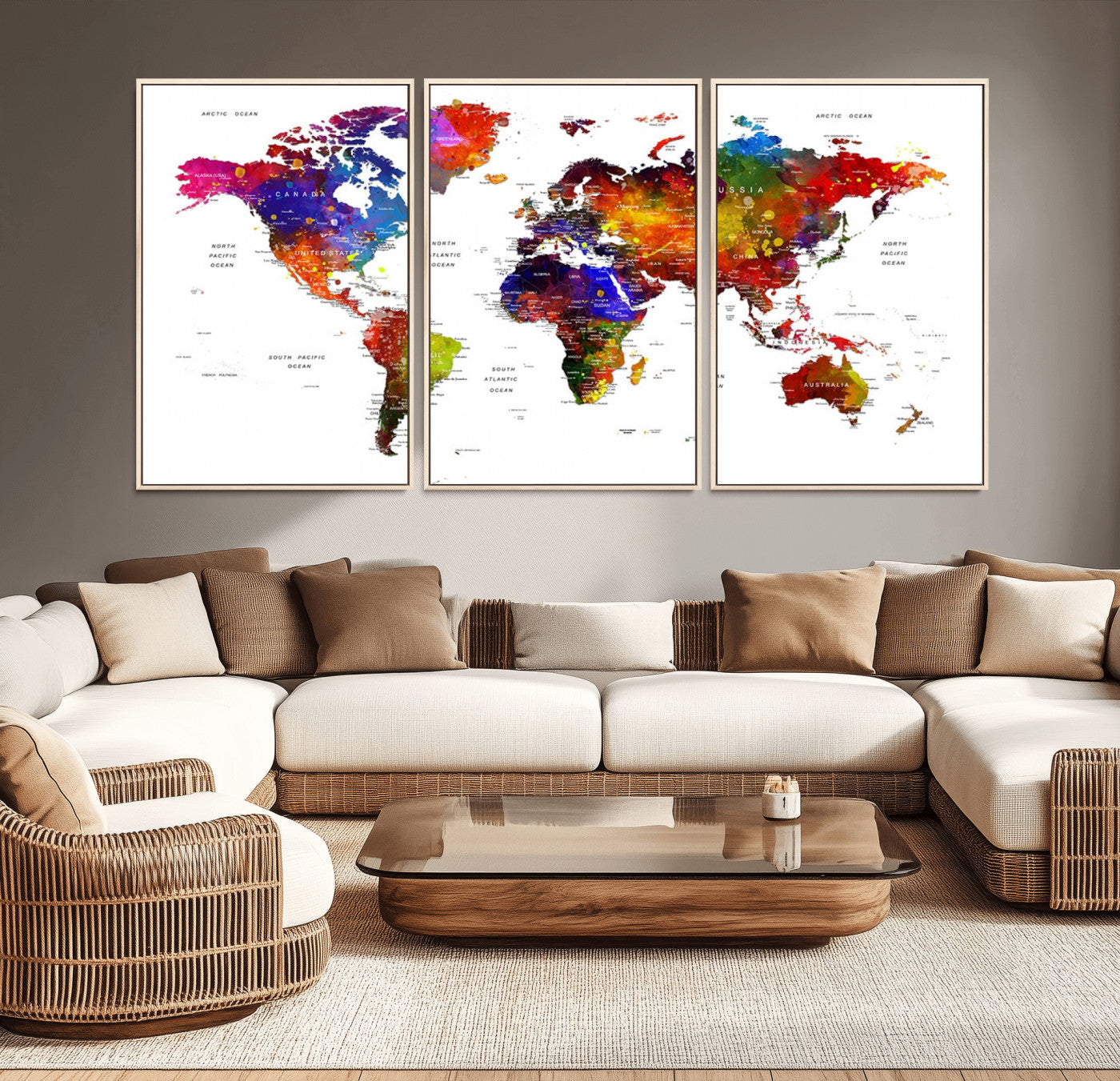 34842-MGV-CV-36X24-Push Pin World Map Canvas Print – Travel Tracker Wall Art for Couples, Perfect Anniversary Gift for Home or Office Decor