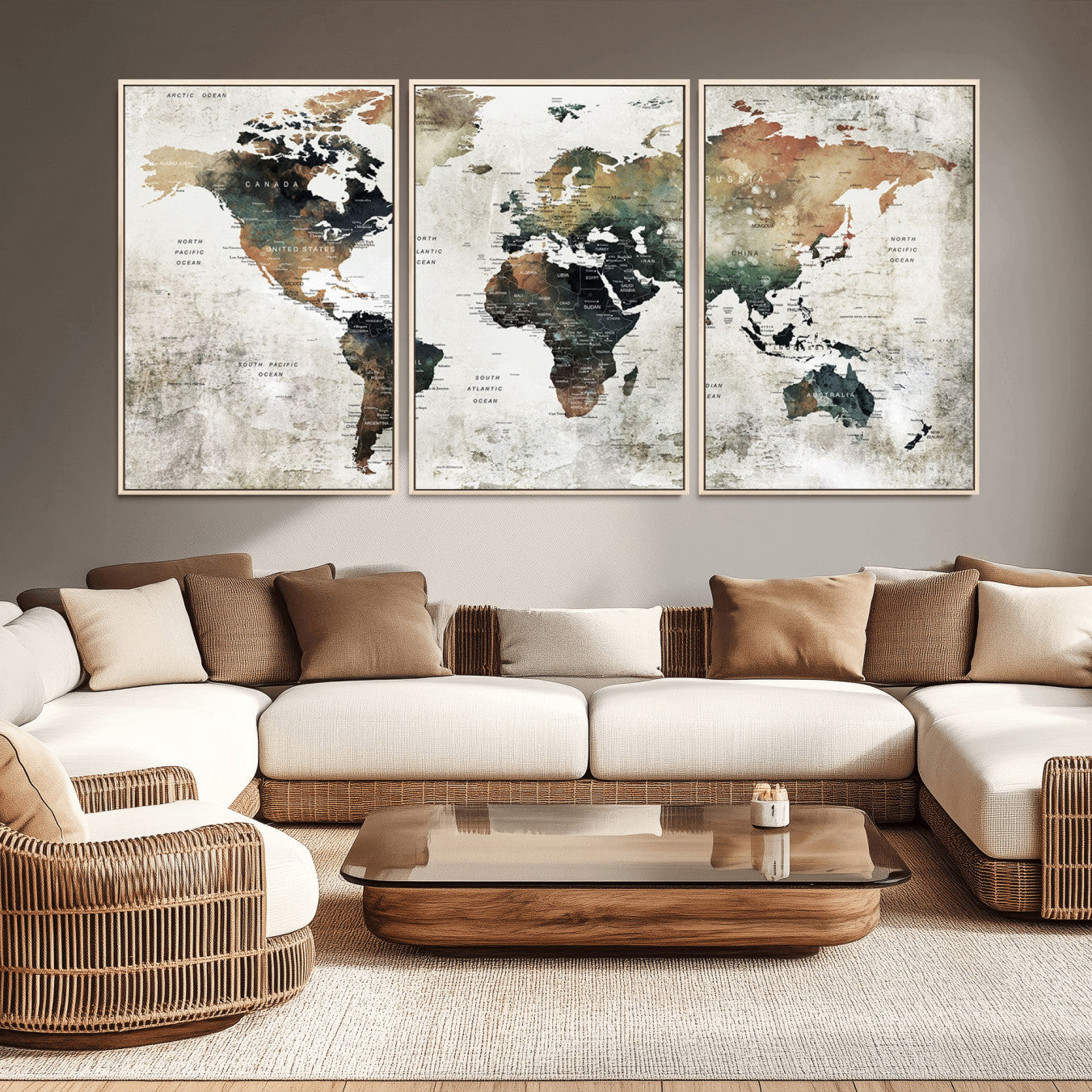 19444-MGV-CV-36X24-Push Pin World Map Canvas Print – Travel Tracker Wall Art for Couples, Perfect Anniversary Gift for Home or Office Decor