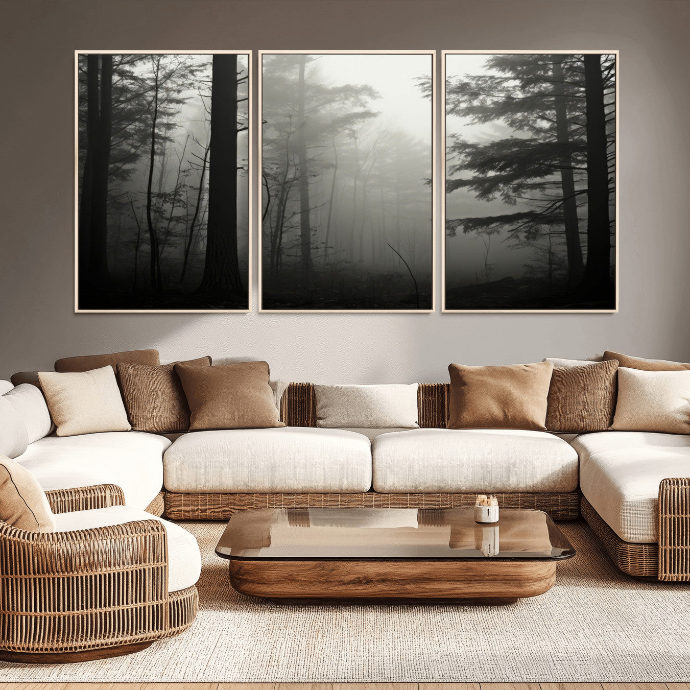 -Misty Forest Wall Art Premium Canvas Print a Foggy and Serene Atmosphere - Nature Wall Art