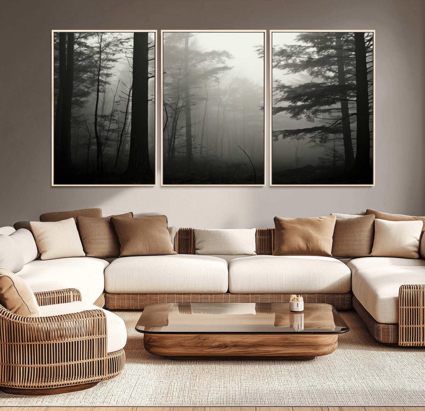 -Misty Forest Wall Art Premium Canvas Print a Foggy and Serene Atmosphere - Nature Wall Art