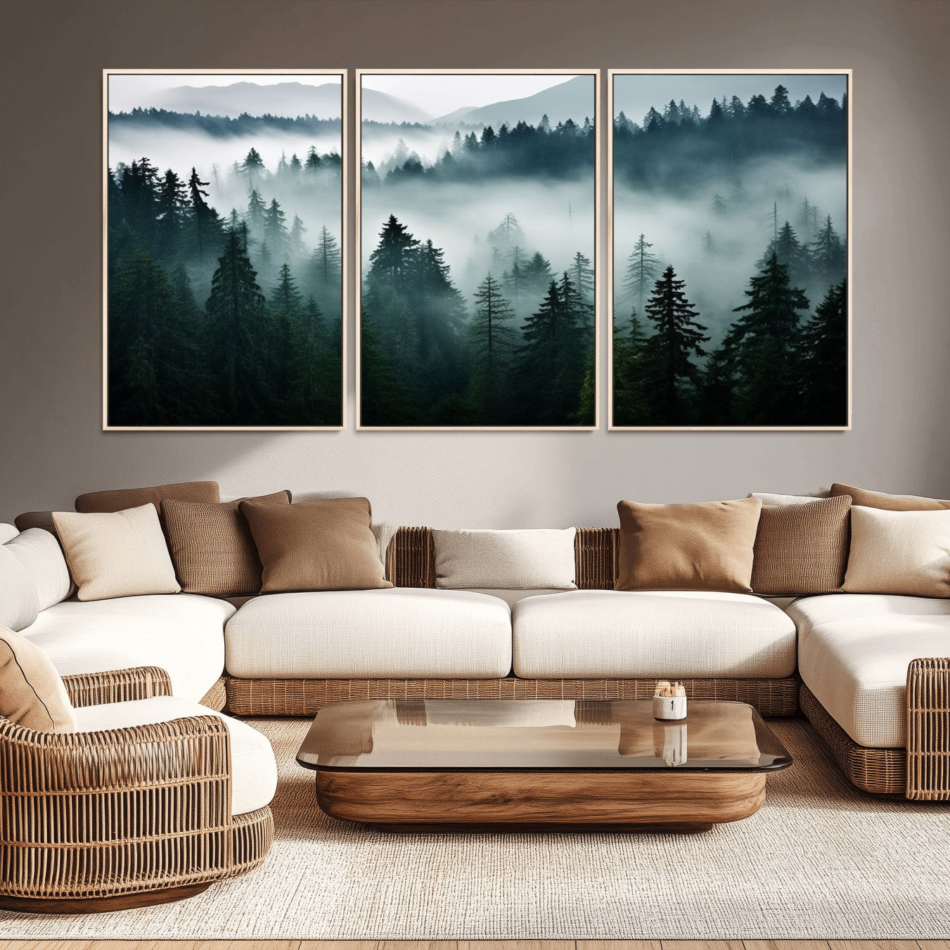 -Captivating Misty Forest Wall Art Canvas, Premium Canvas Print a Foggy and Serene Atmosphere