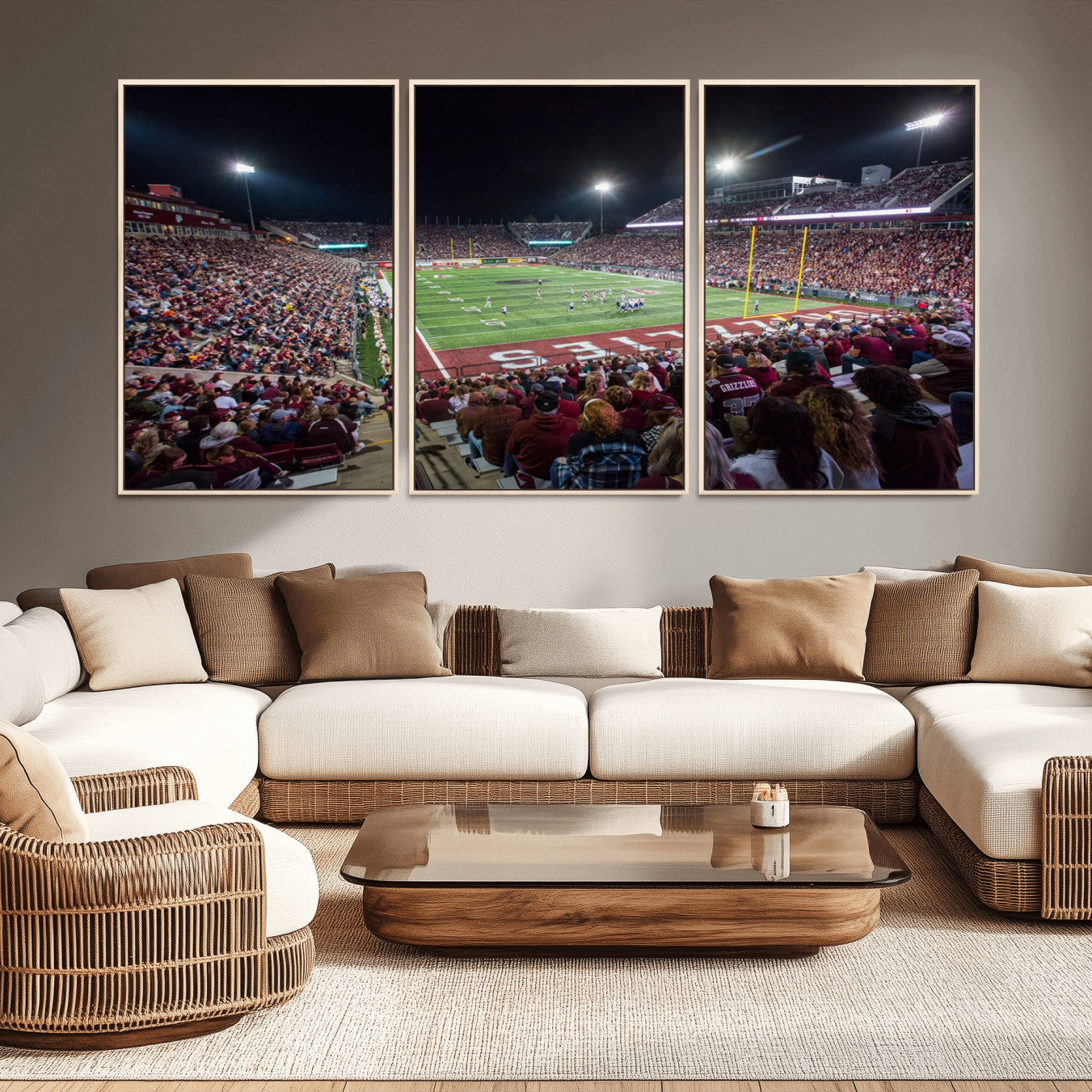 -American Football Wall Art Canvas Print Framed Stadium Sport Wall Art Print Iconic Game Day Decor for Home, Office