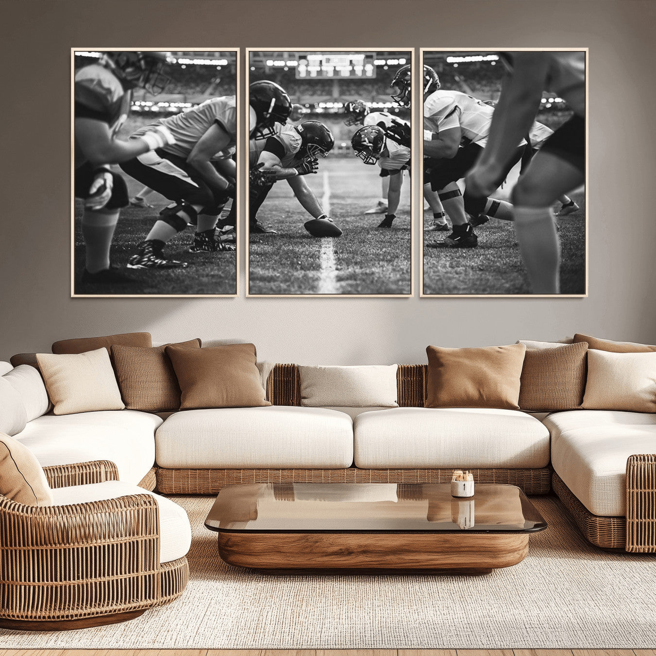 -American Football Wall Art Canvas Print Framed Stadium Sport Wall Art Iconic Game Day Decor for Home, Office