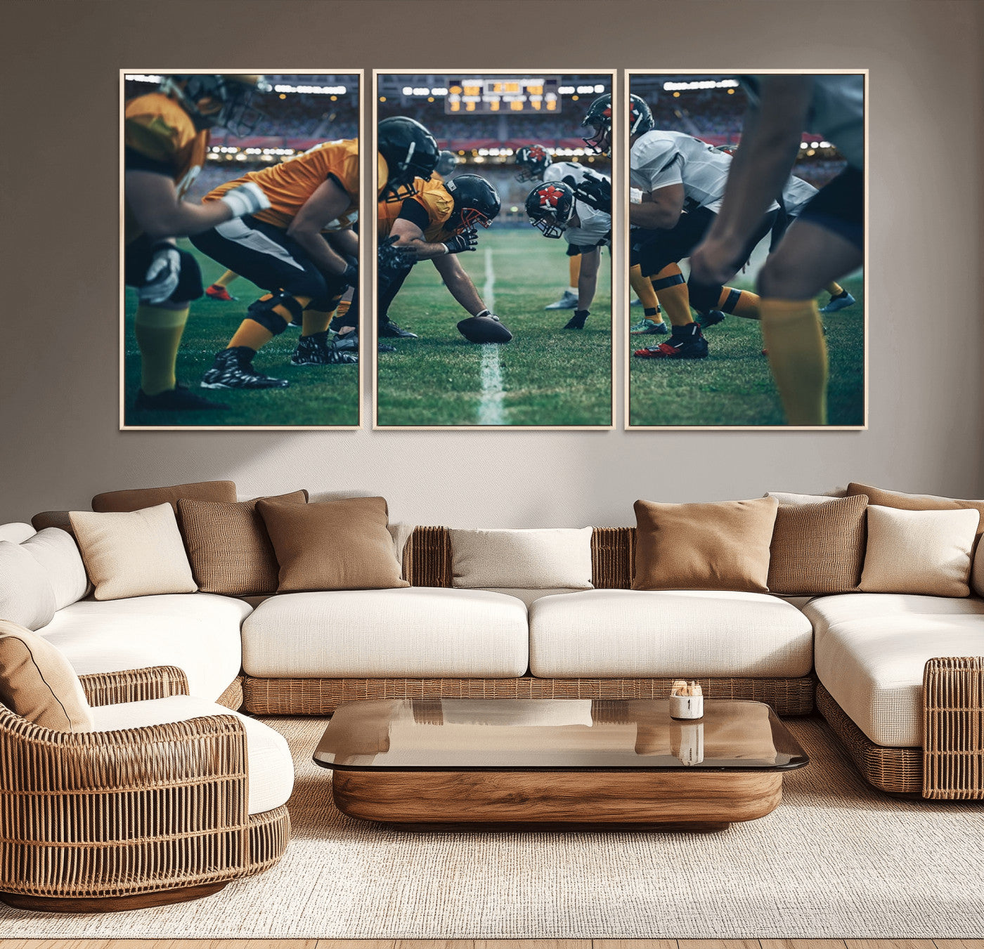 -American Football Playing Wall Art Canvas Print