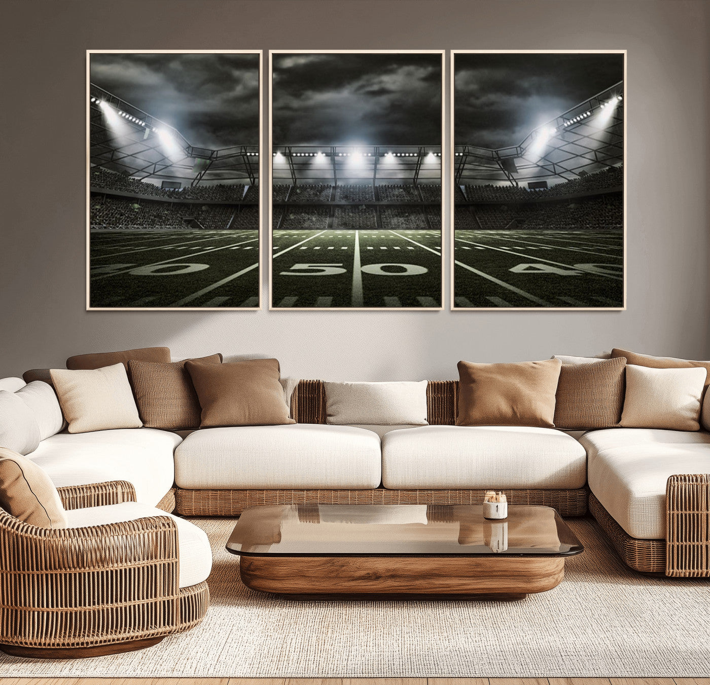 90107-MGV-CV-36X24-American Football Stadium Wall Art Canvas Print, Stadium Sport Wall Art Print