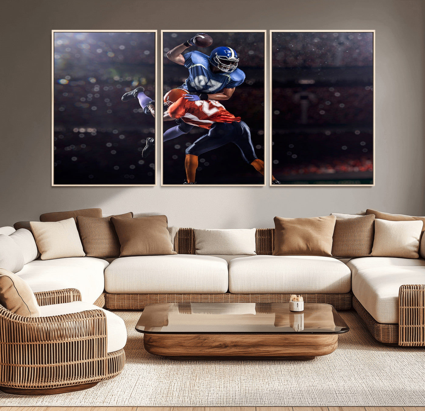 76491-MGV-CV-36X24-American Football Wall Art Canvas Print, Stadium Sport Wall Art Print