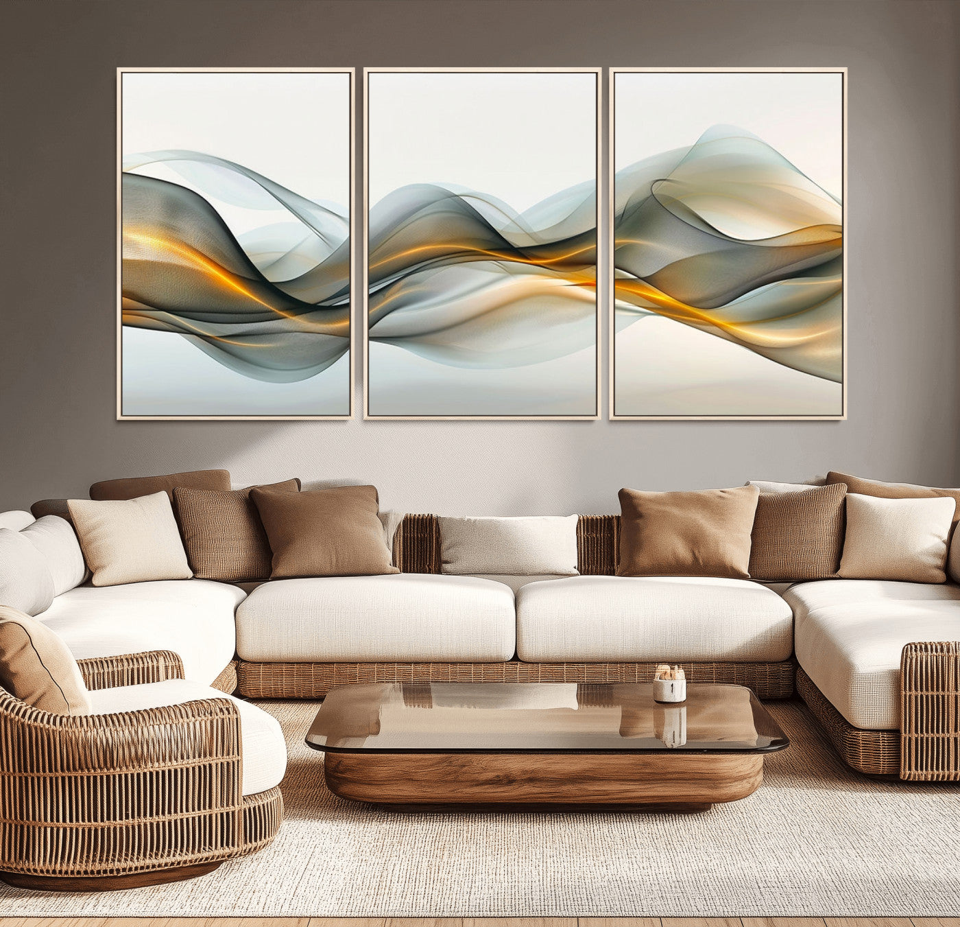 ES1001-MGV-CV-36X24-Abstract Wave Canvas Wall Art – Fluid Contemporary Elegance in Motion – Ready to Hang