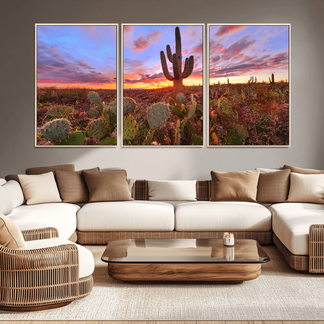 -Arizona Desert Sunset Wall Art Canvas Print