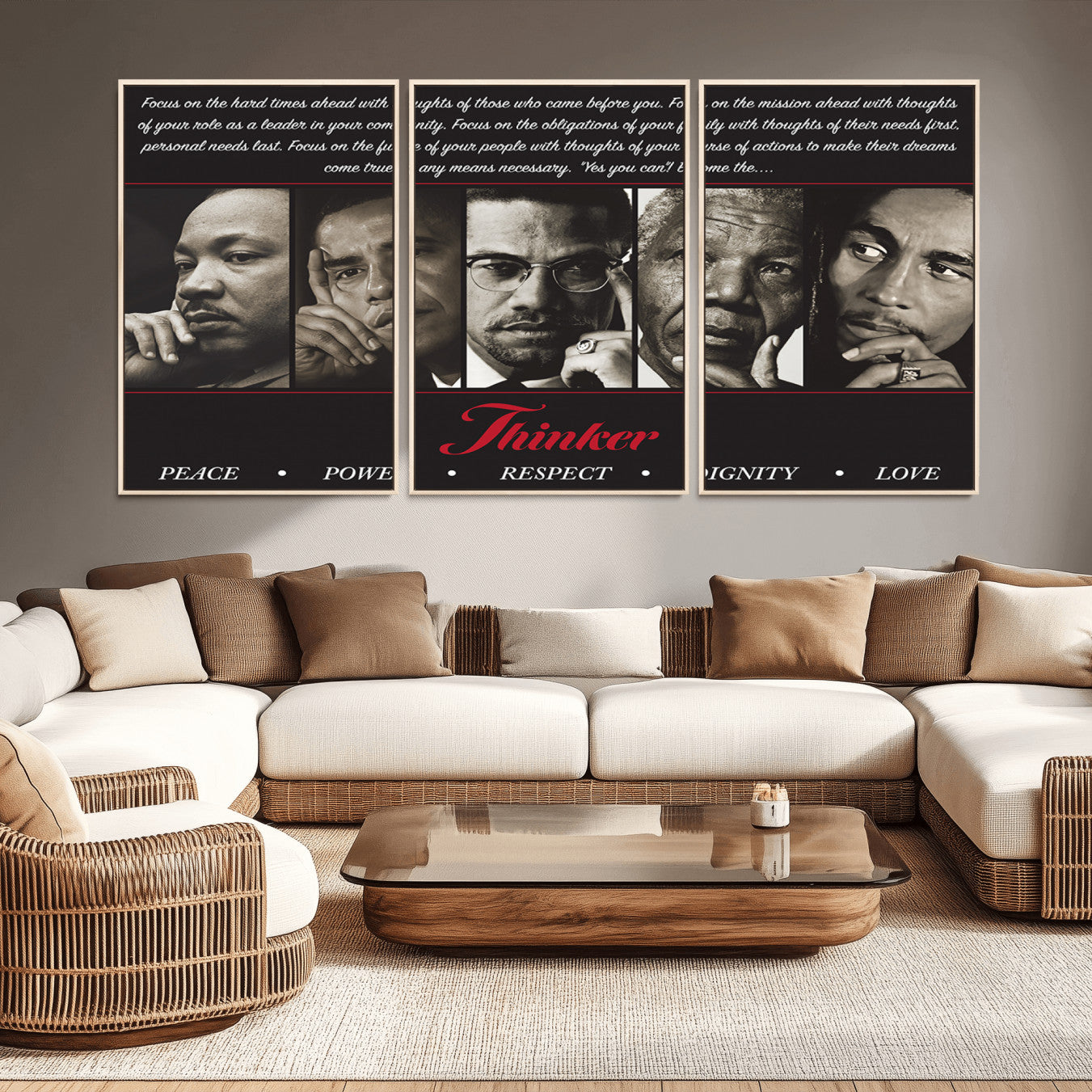 -Thinkers of Wall Art Canvas Print - Inspirational Wall Art Featuring Icons of Peace, Power, and