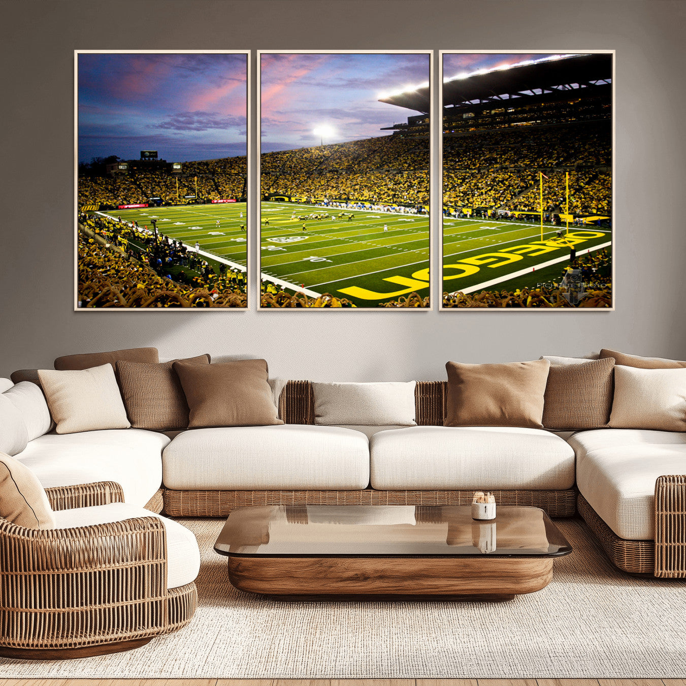 -University of Oregon Ducks Football Team Print - Eugene Autzen Stadium Wall Art Canvas Print