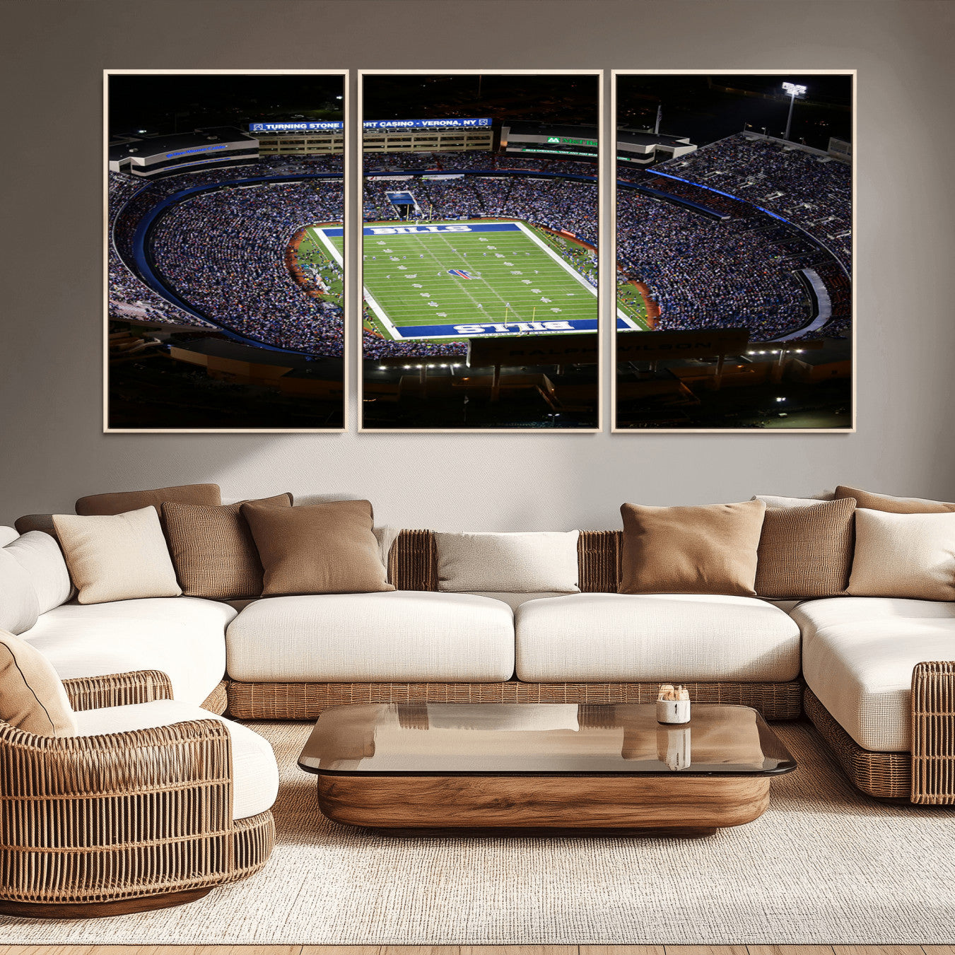 19030-MGV-CV-36X24-Buffalo Bills NFL Football Team Print - Highmark Stadium Wall Art Canvas Print